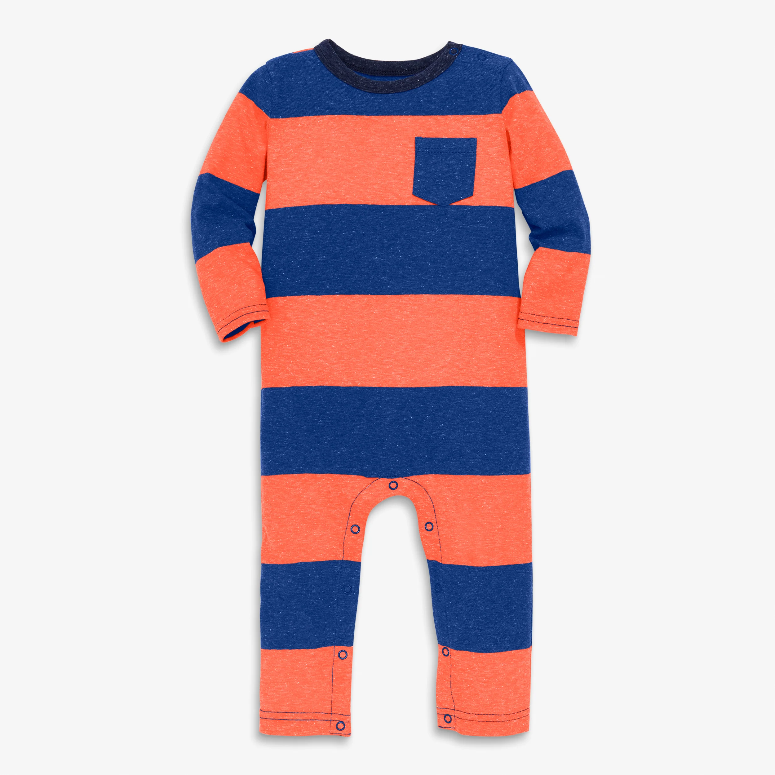 Baby romper in bold heathered stripe