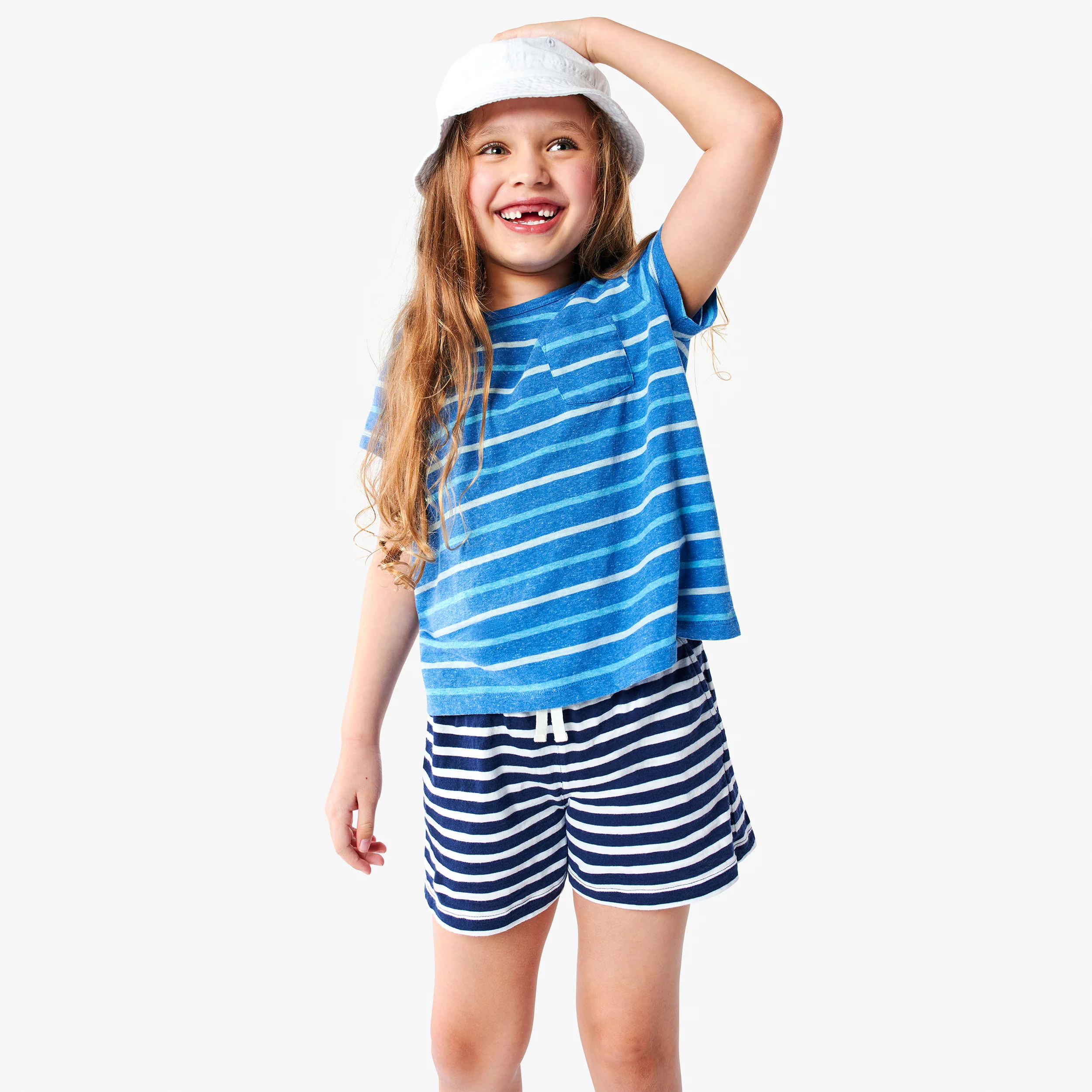 Kids heathered beach tee in stripe