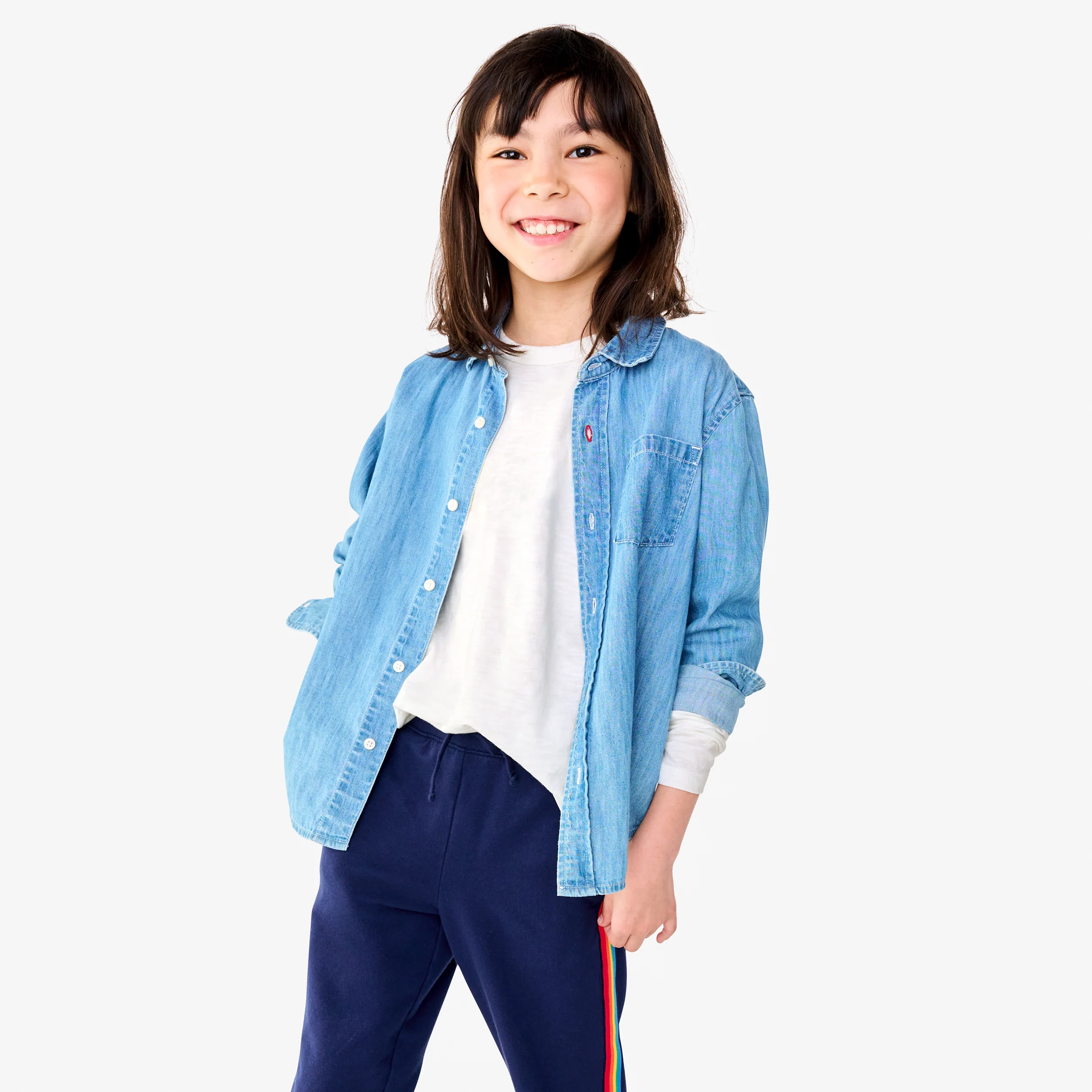 Kids long sleeve chambray button down