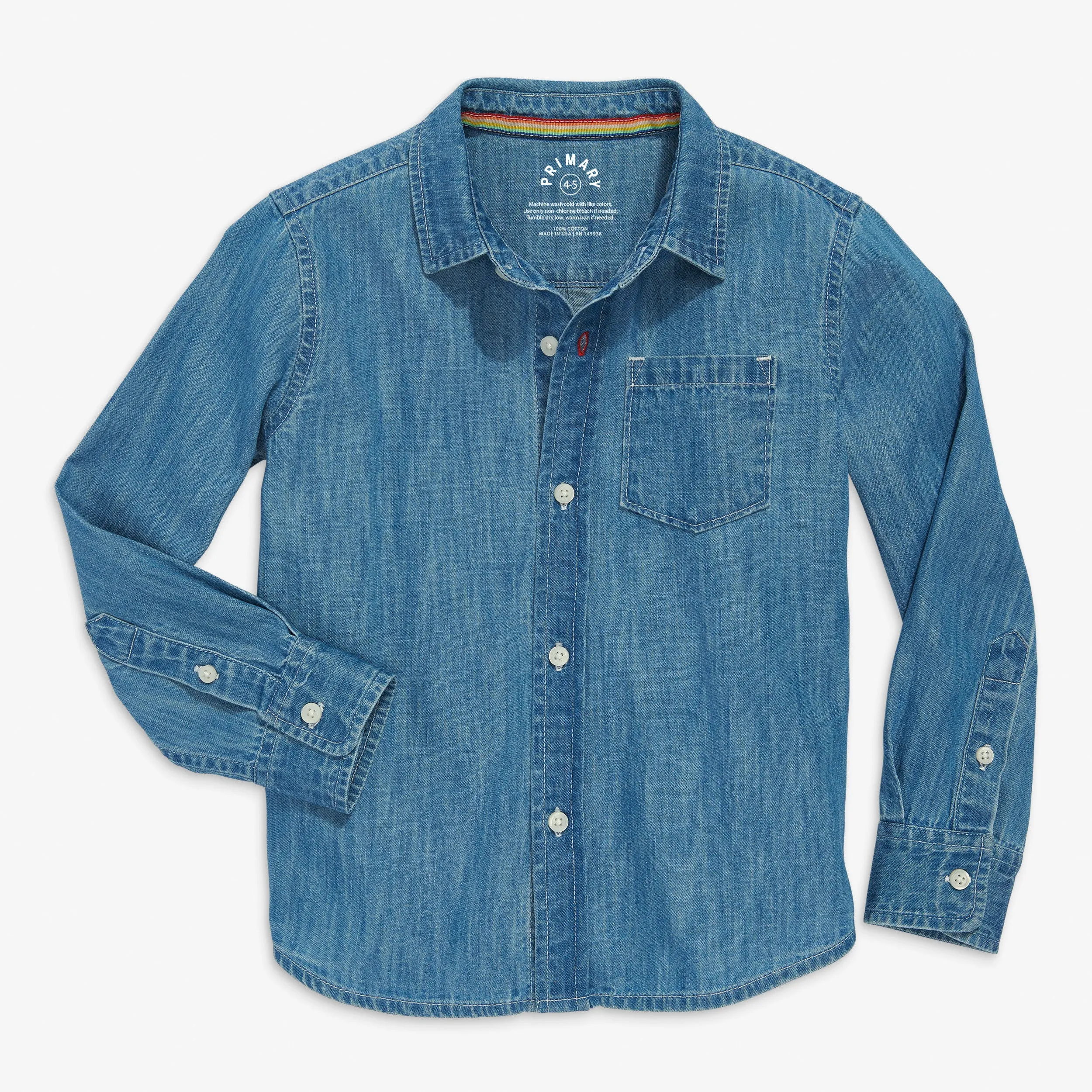 Kids long sleeve chambray button down