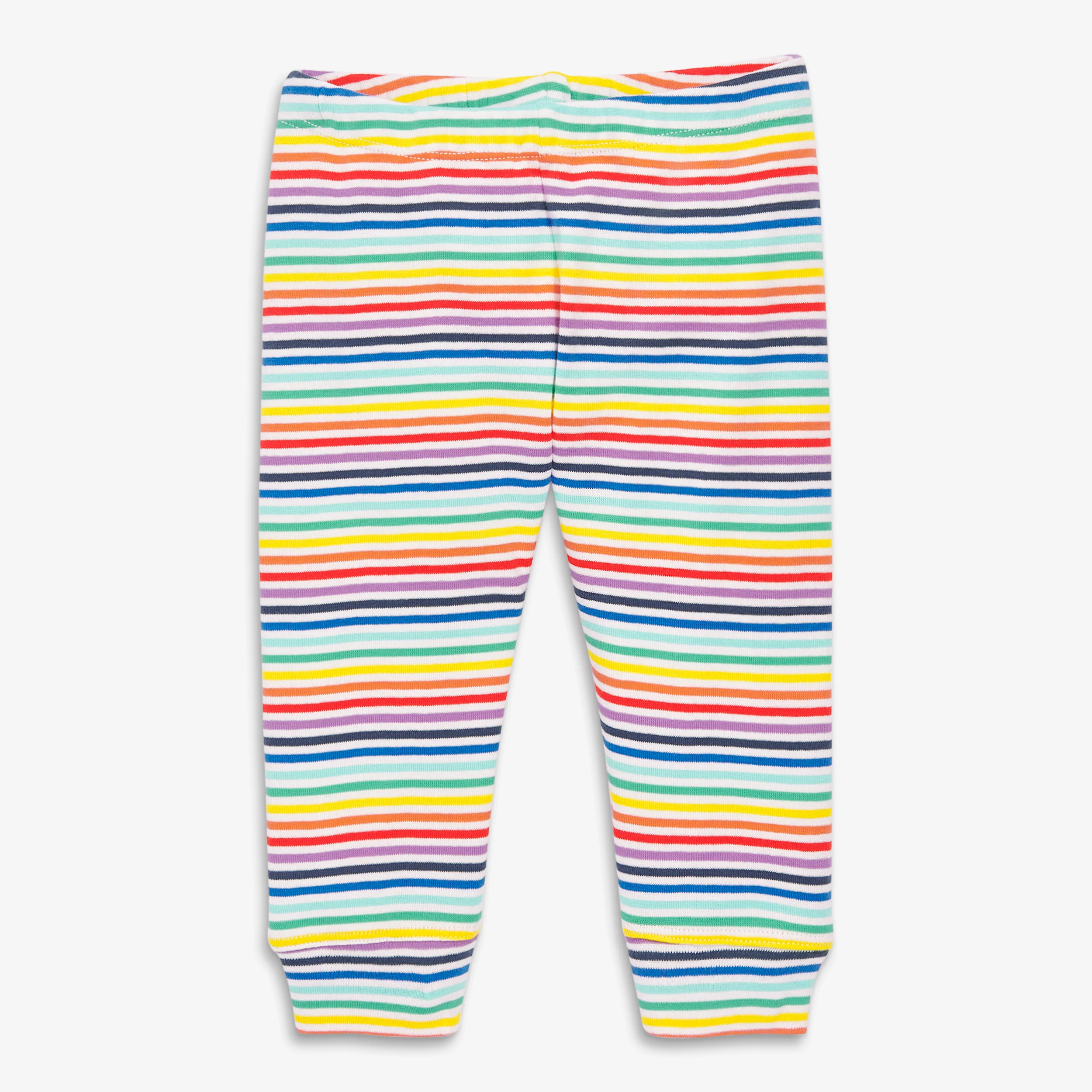 Baby organic pant in mini rainbow stripe