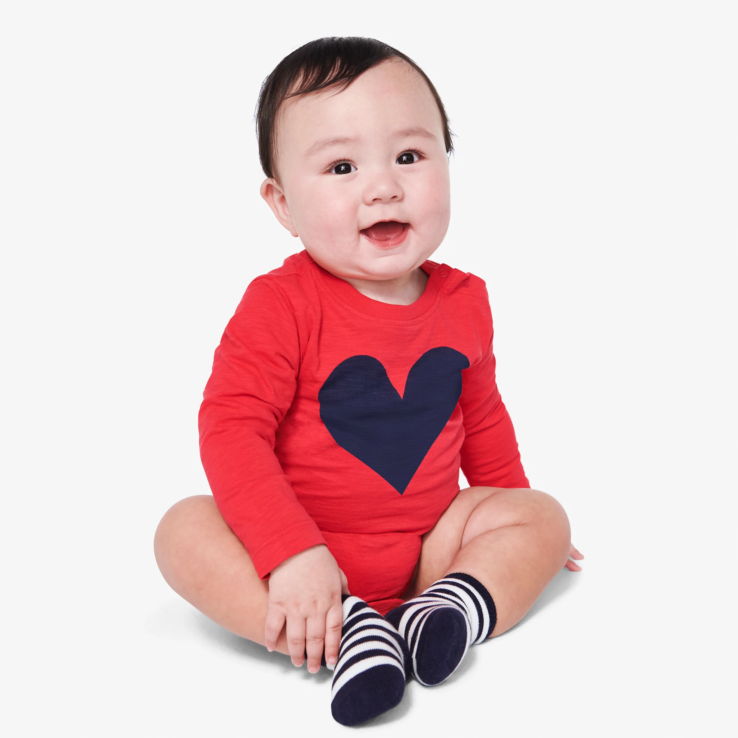 Long sleeve babysuit in heart