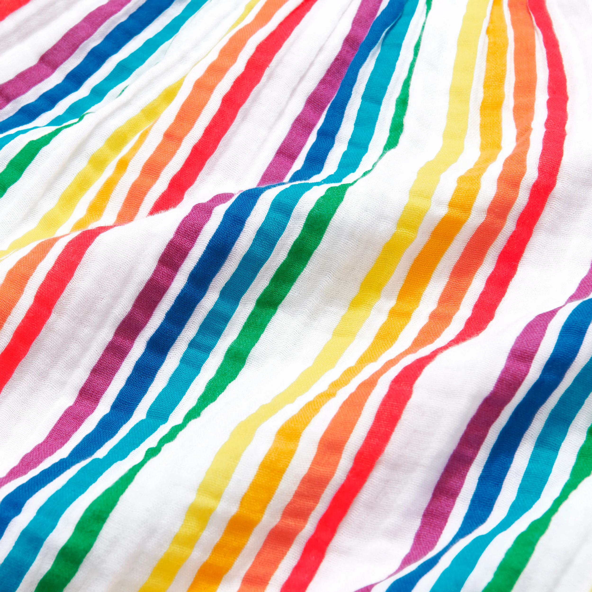 Kids cotton gauze tank dress in mini rainbow stripe