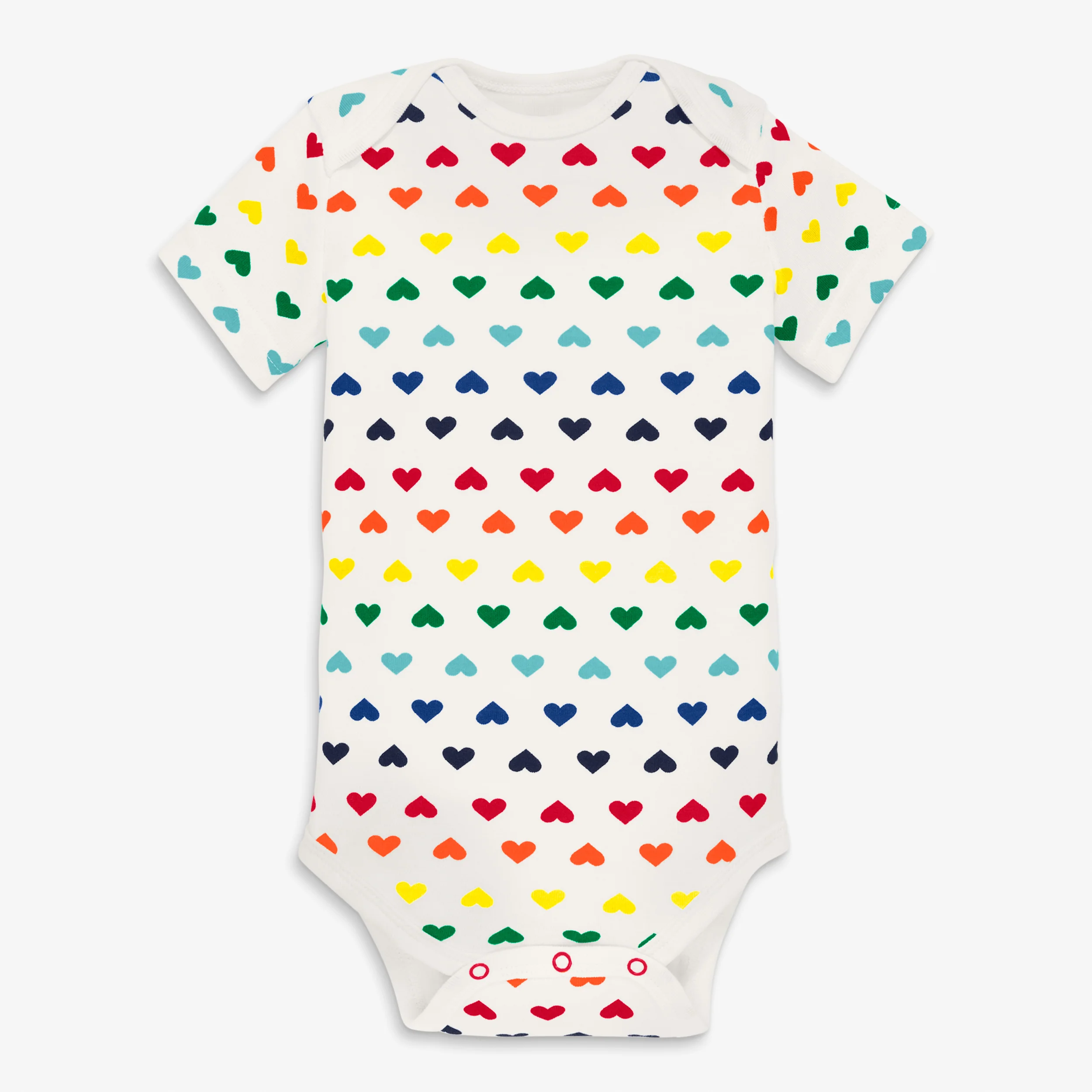 Organic short sleeve babysuit in rainbow heart