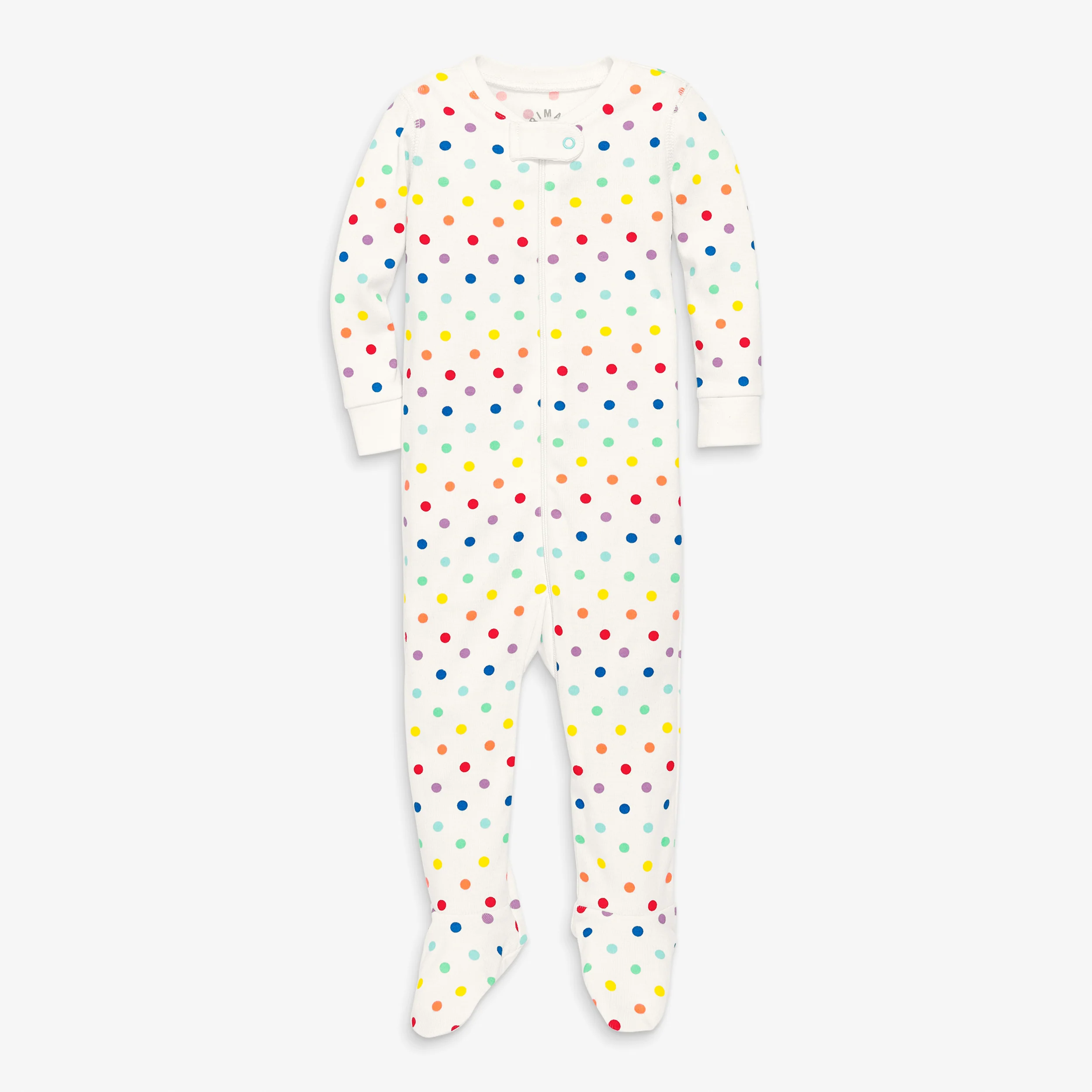 Baby organic zip footie in mini rainbow dot 1 13541-baby-organic-zip-footie-in-mini-rainbow-dot-1.webp