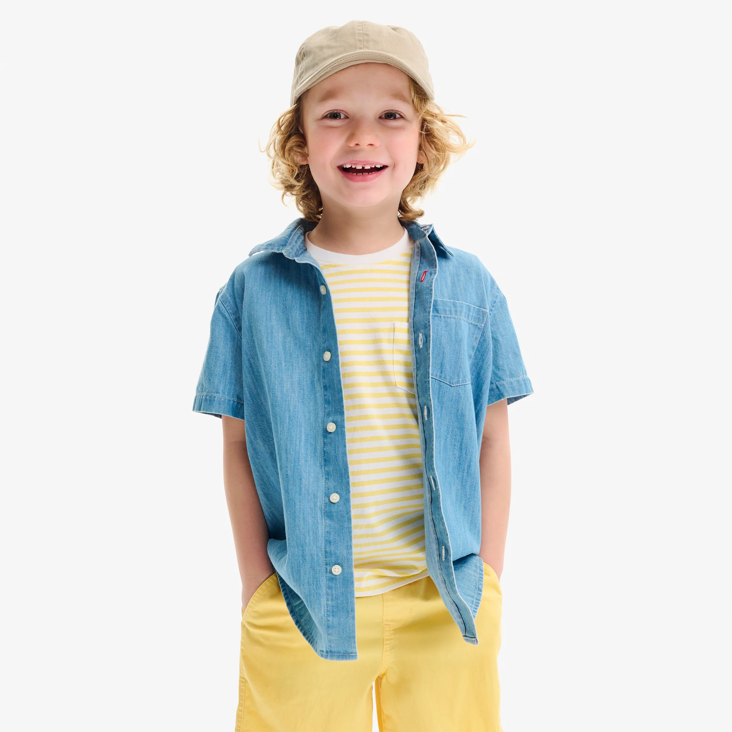 Kids short sleeve chambray button down