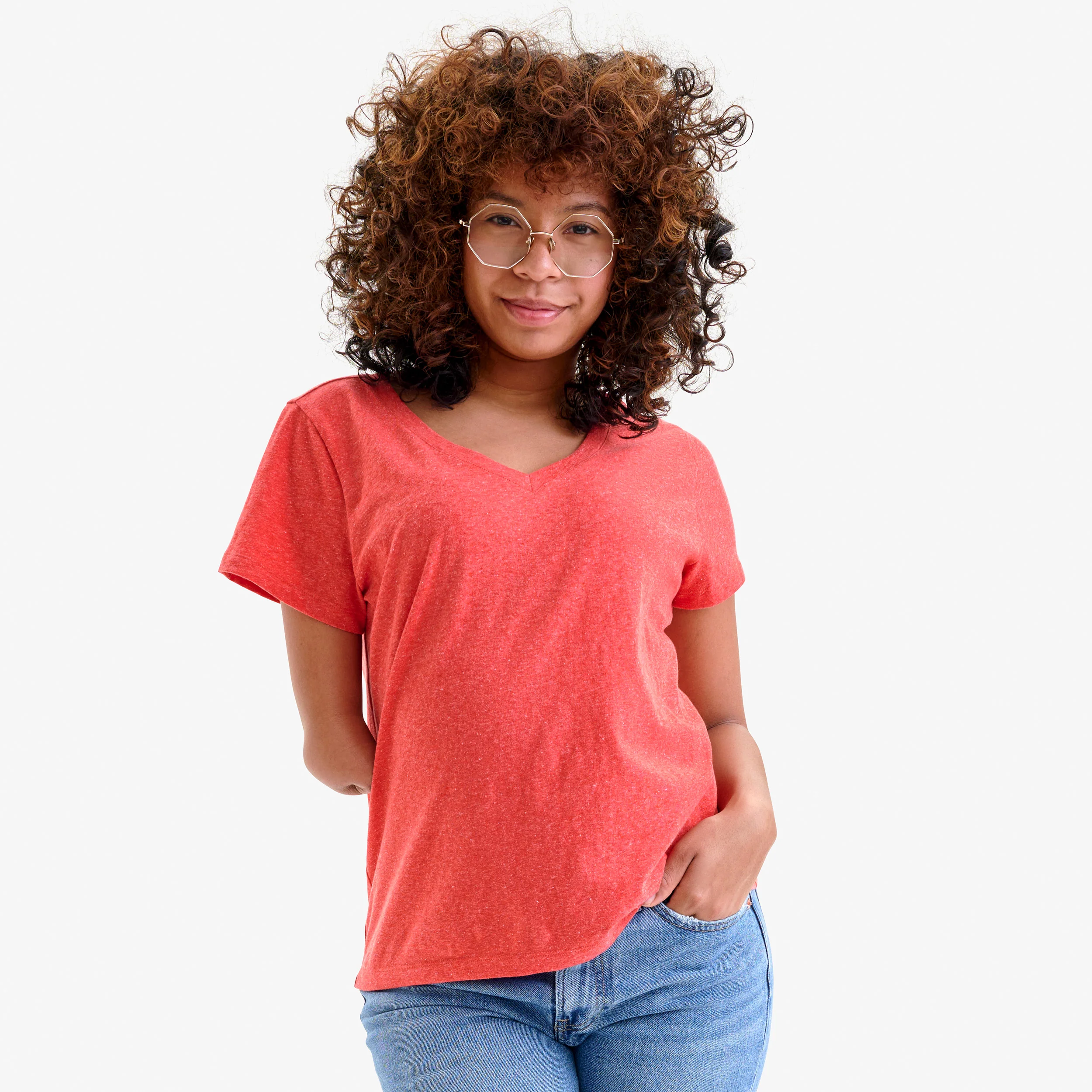 Adult heathered easy v-neck tee (women's fit)