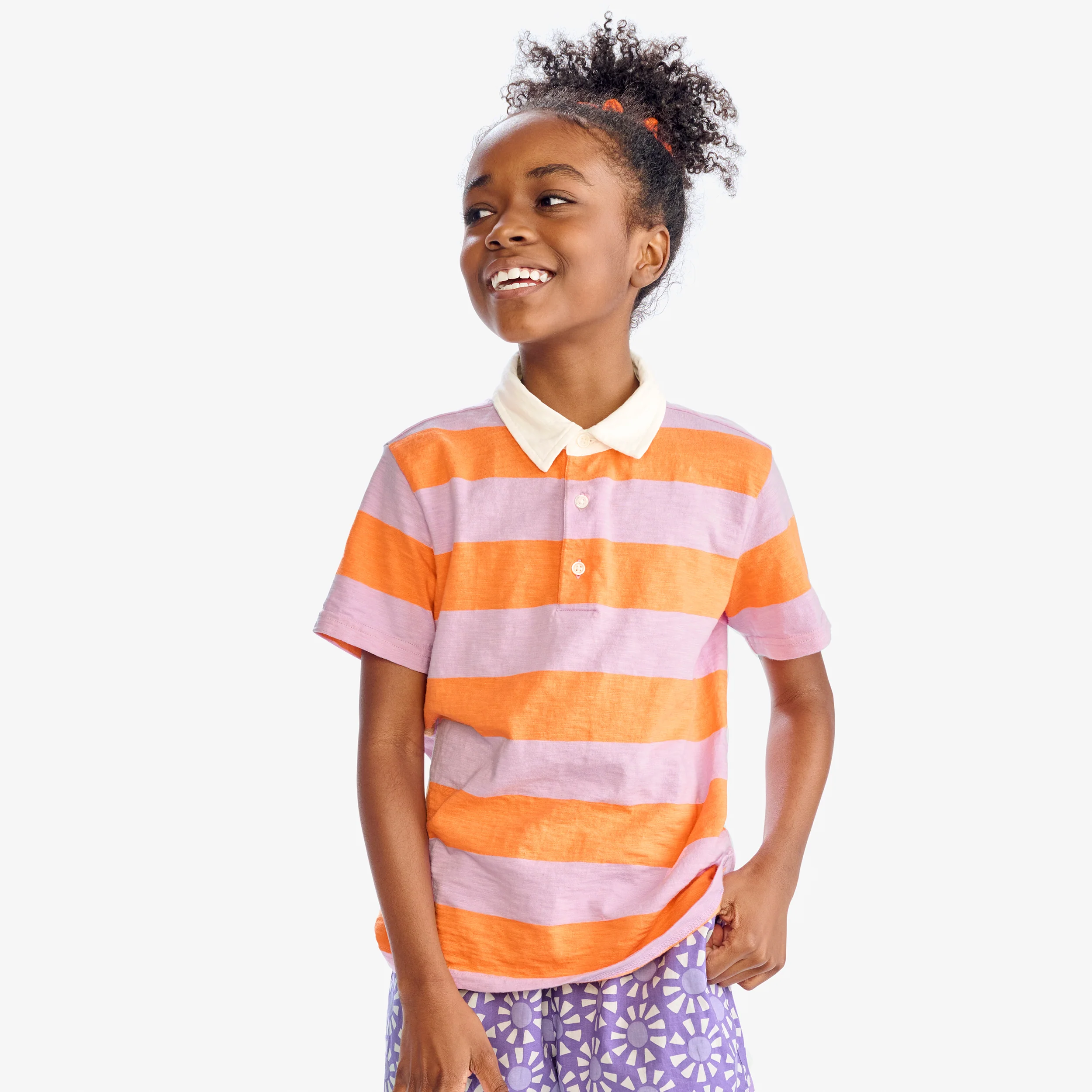 Kids short sleeve polo in rugby stripe