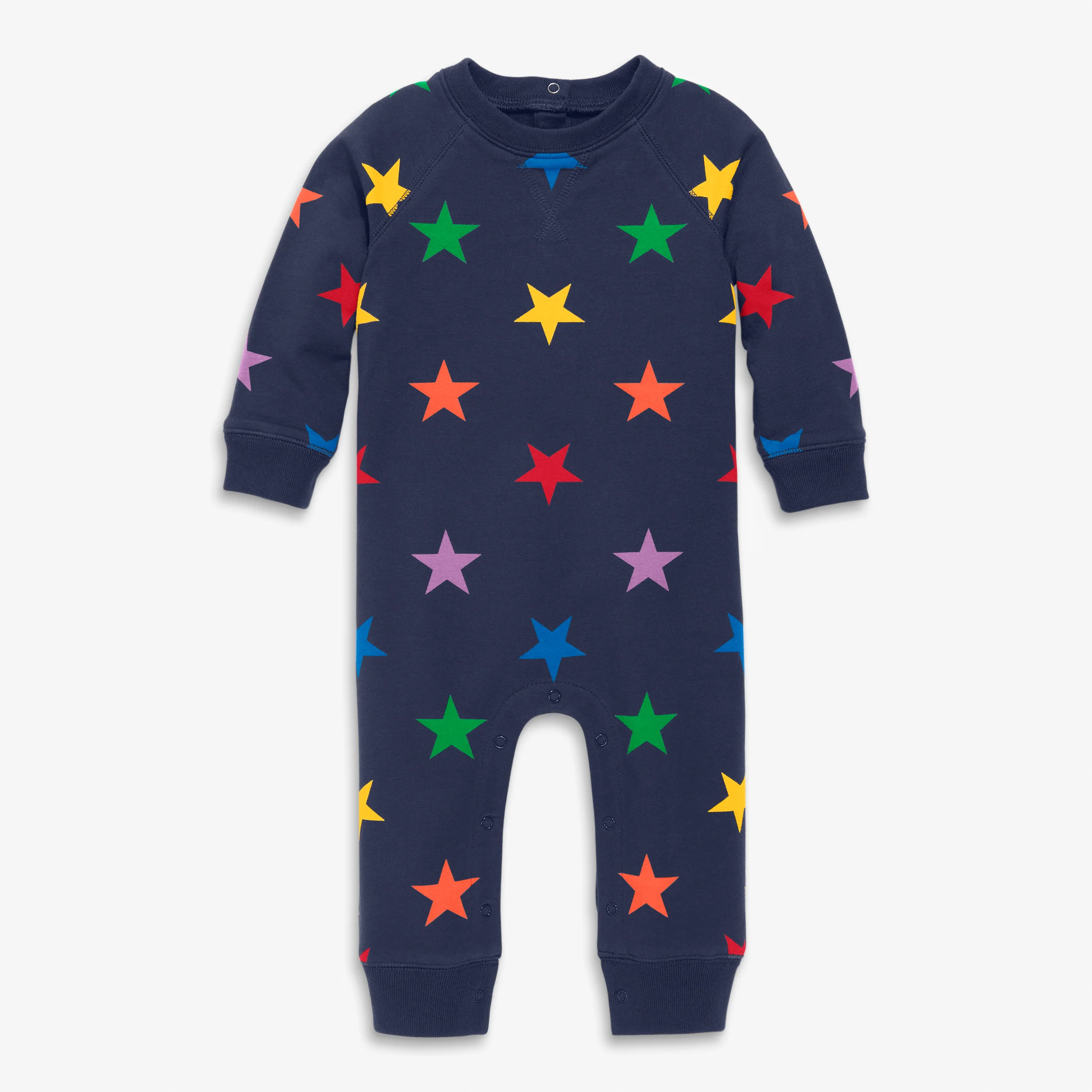 Baby sweatshirt romper in rainbow star