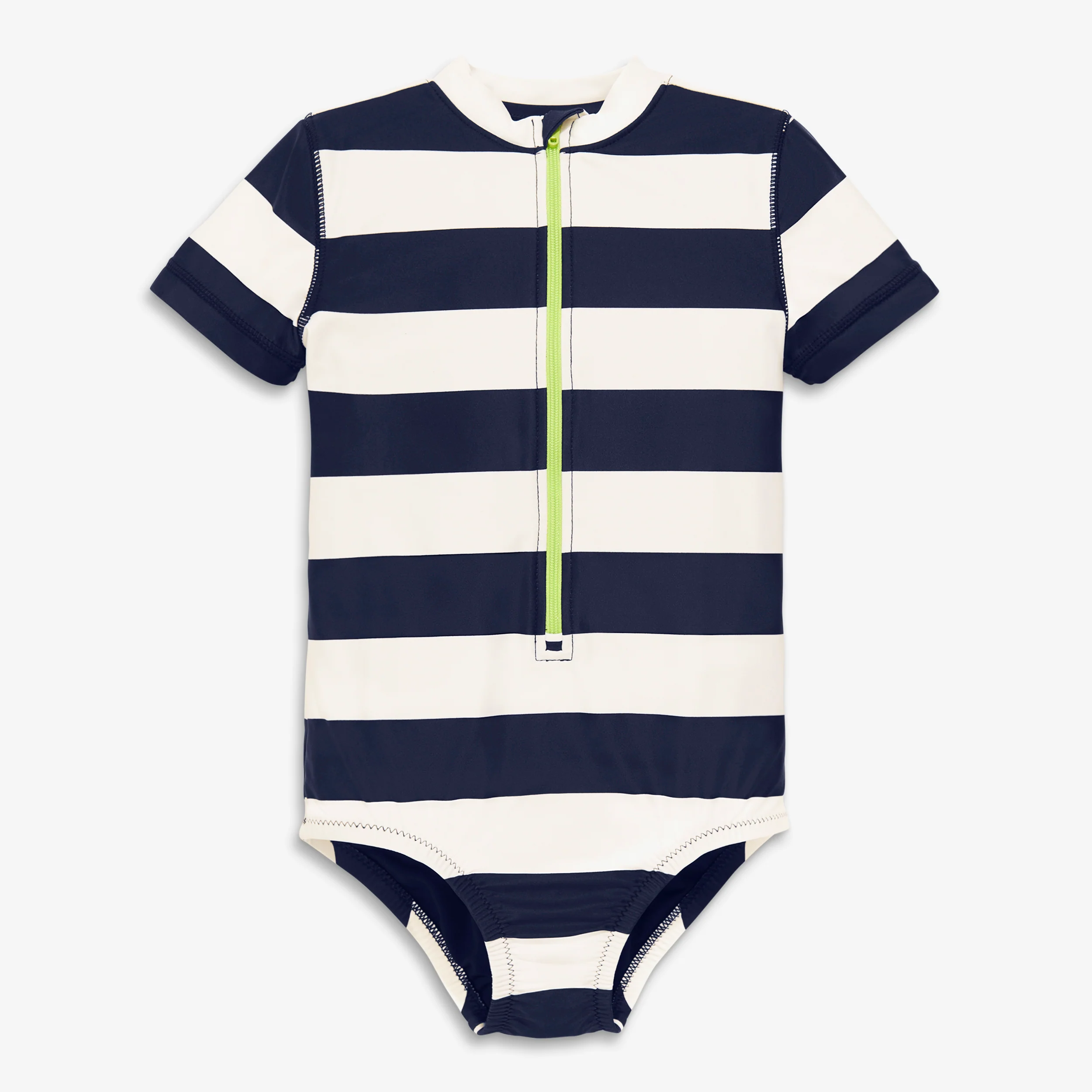 Kids short sleeve one-piece rash guard in rugby stripe