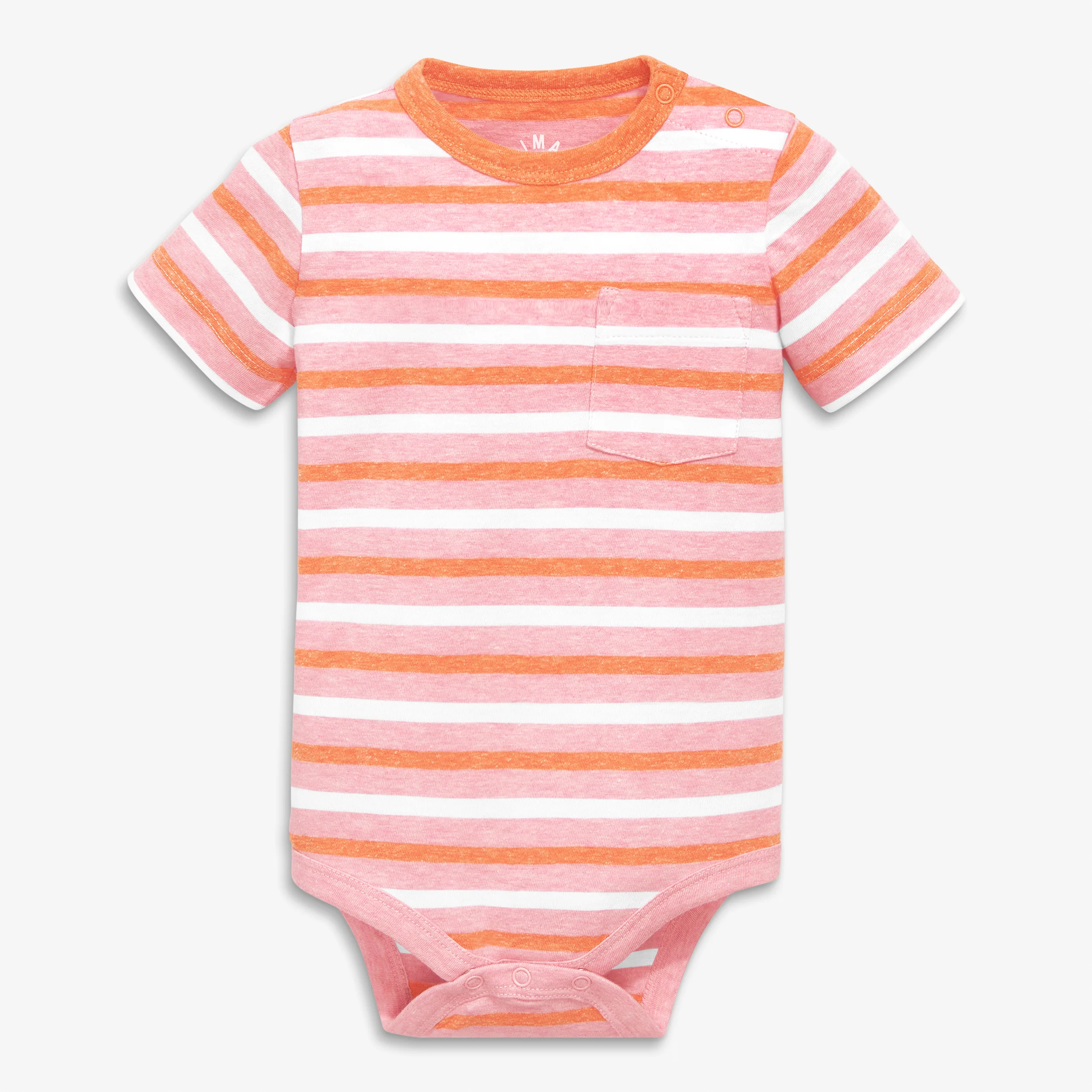 Short sleeve heathered babysuit in stripe