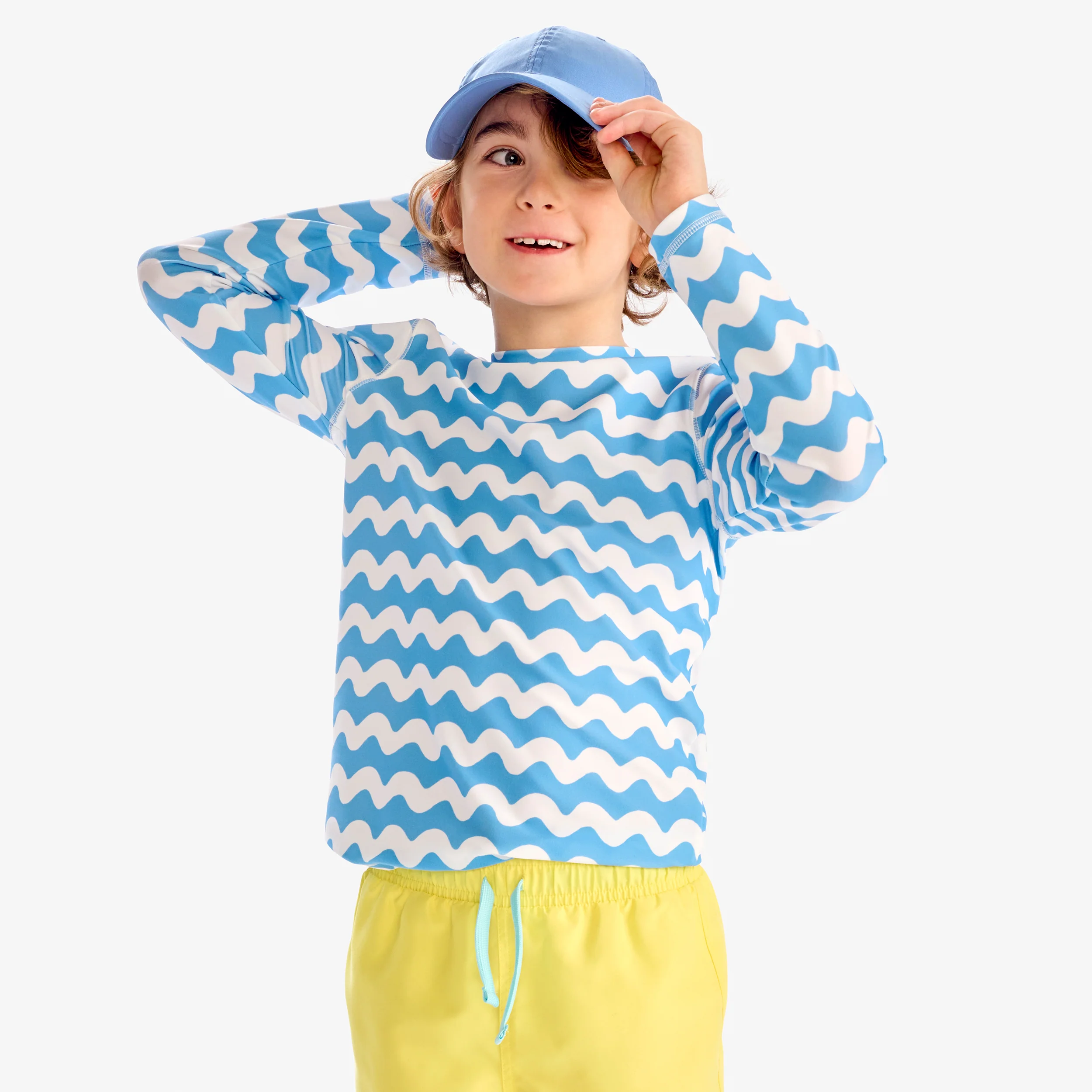 Kids long sleeve rash guard in waves