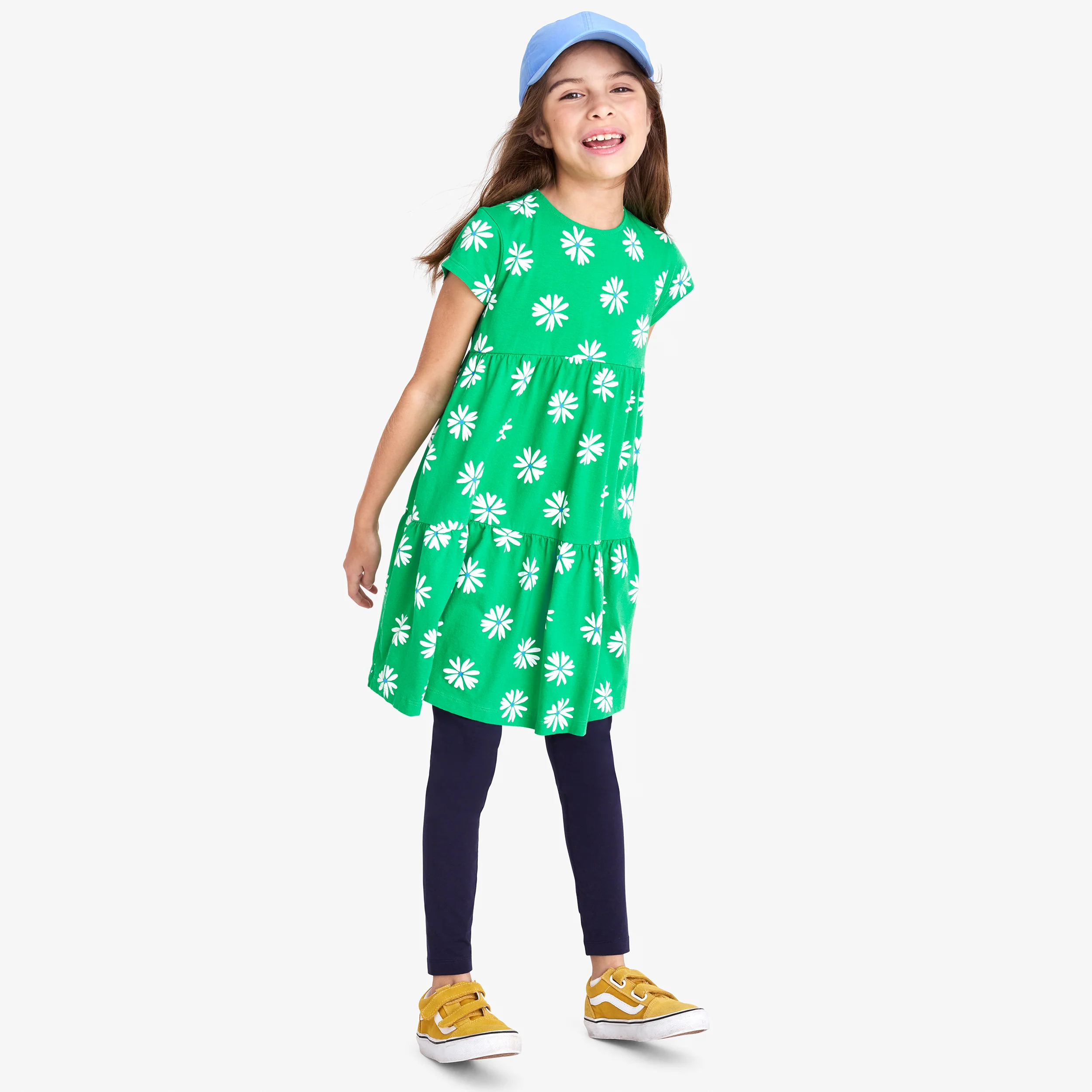 Kids tiered t-shirt dress in blooms