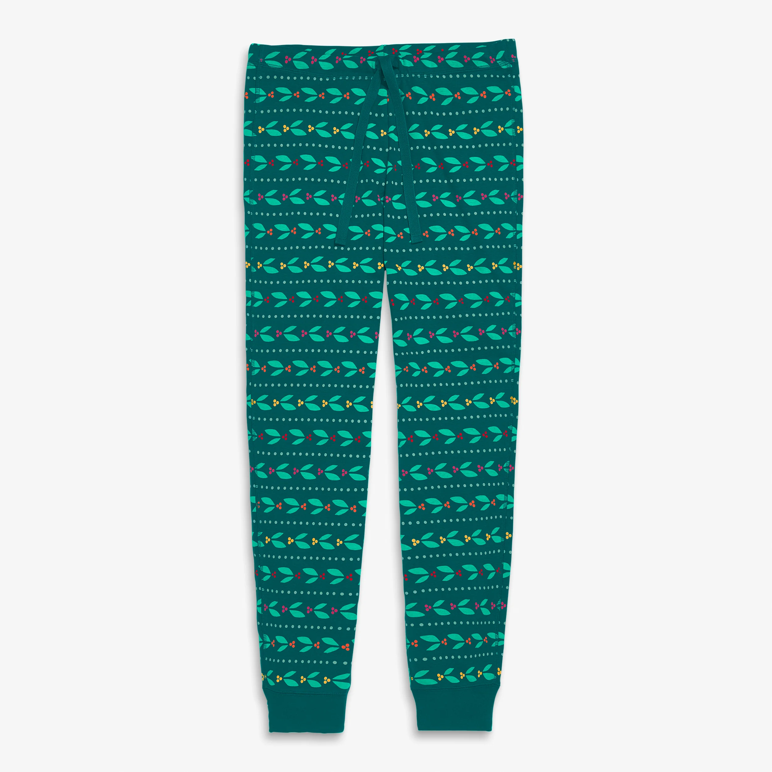 Adult organic pj pant in holly berries (unisex fit)