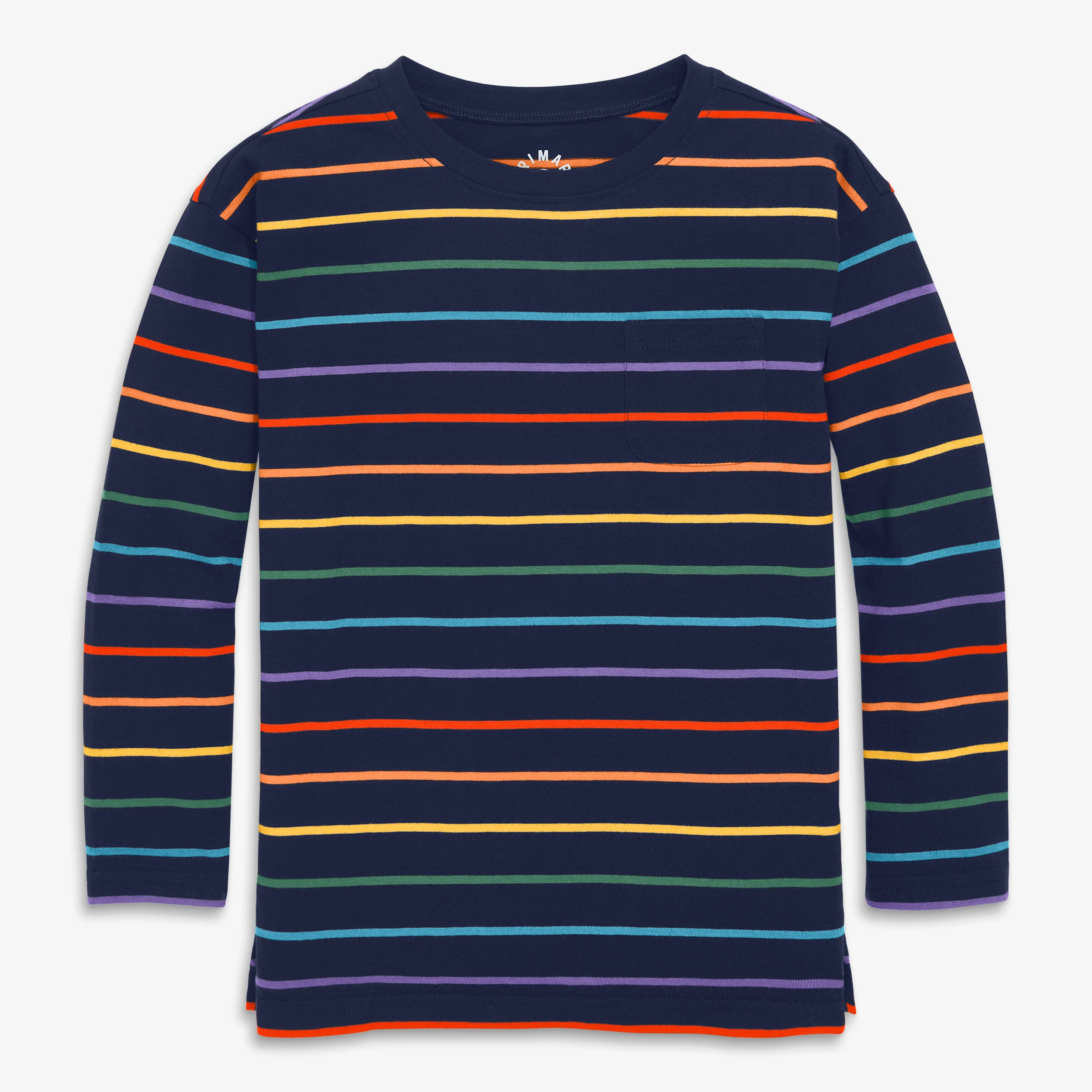 Kids long sleeve legging tee in rainbow stripe