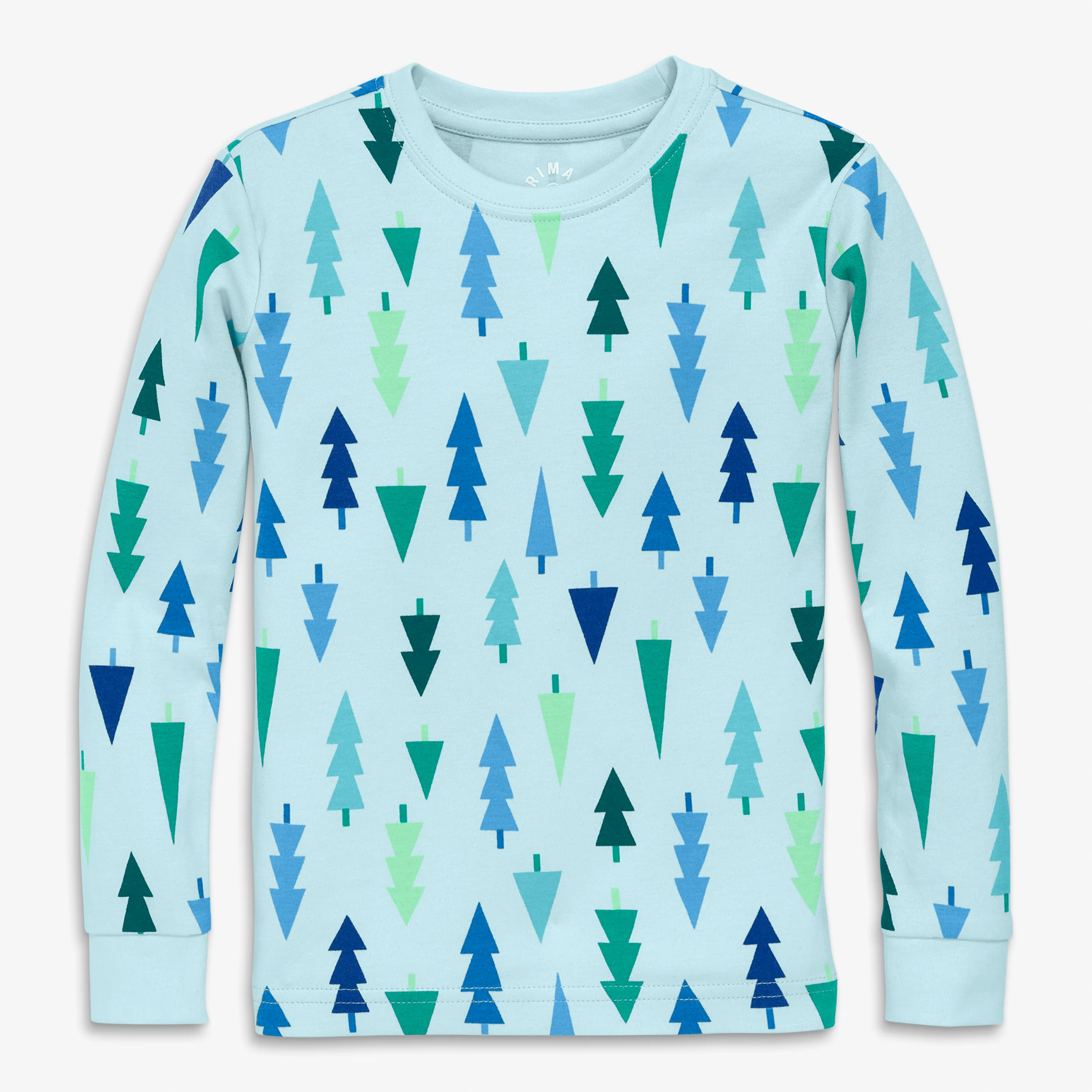 Kids organic long sleeve pj top in frosty trees