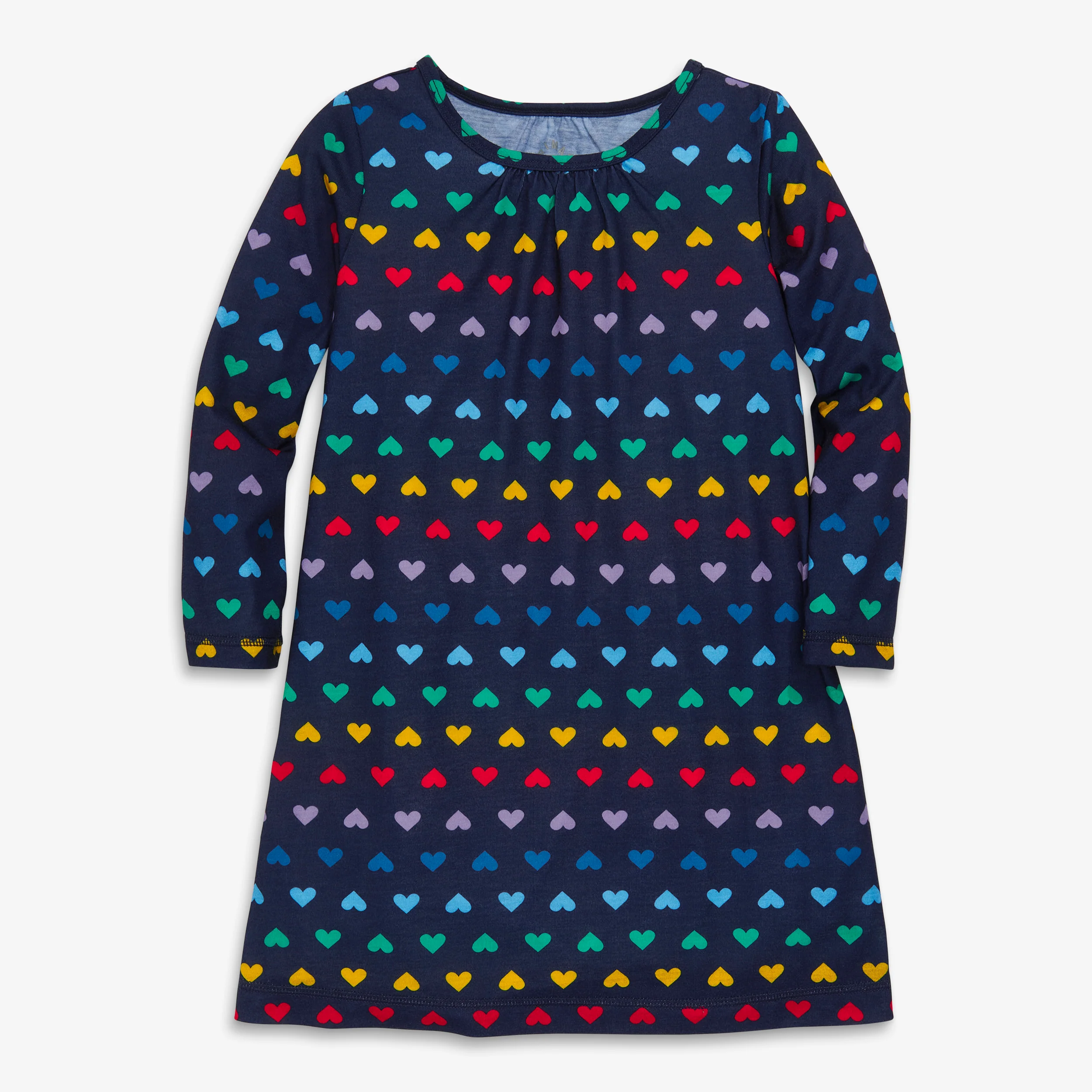Kids long sleeve nightgown in rainbow heart