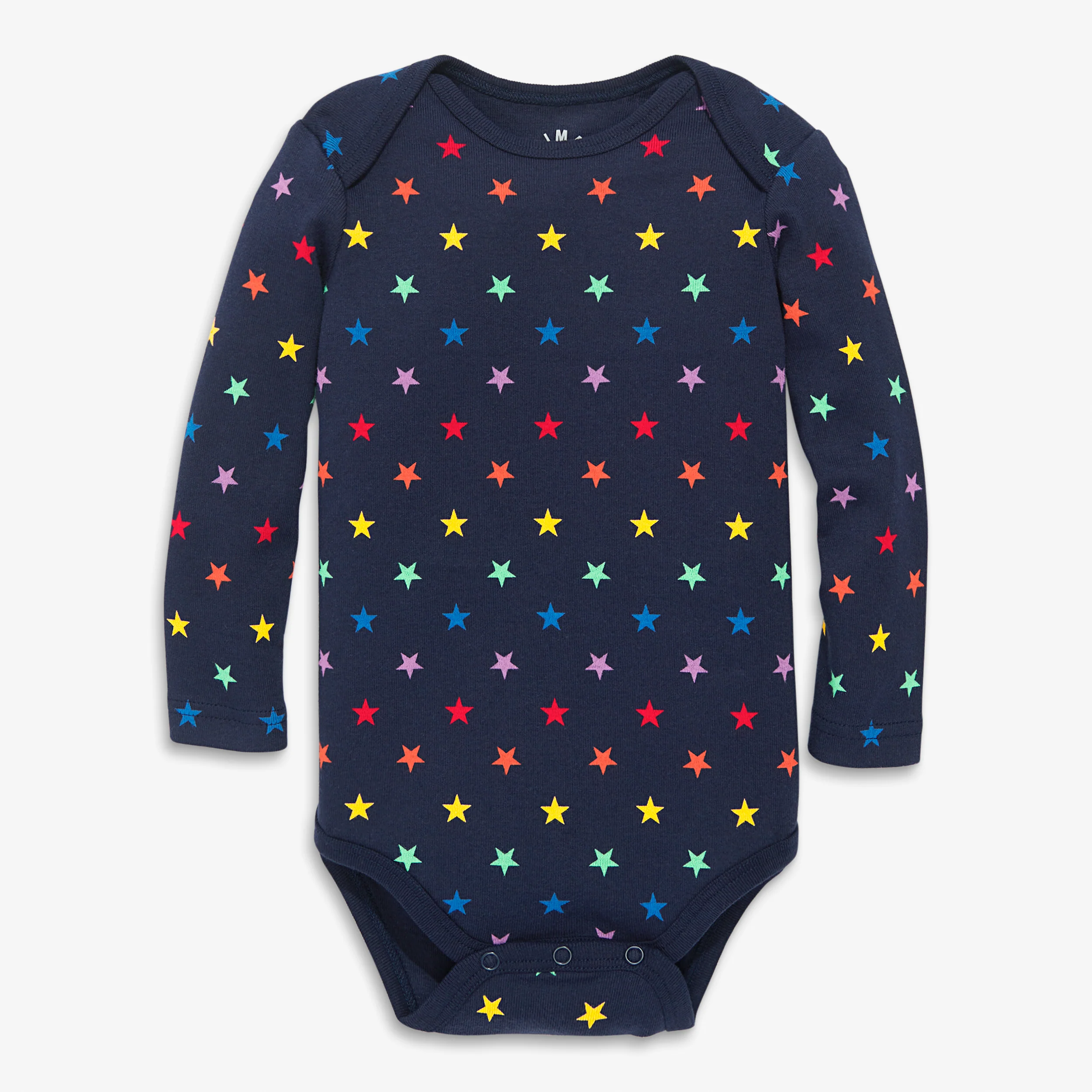 Organic long sleeve babysuit in mini rainbow stars