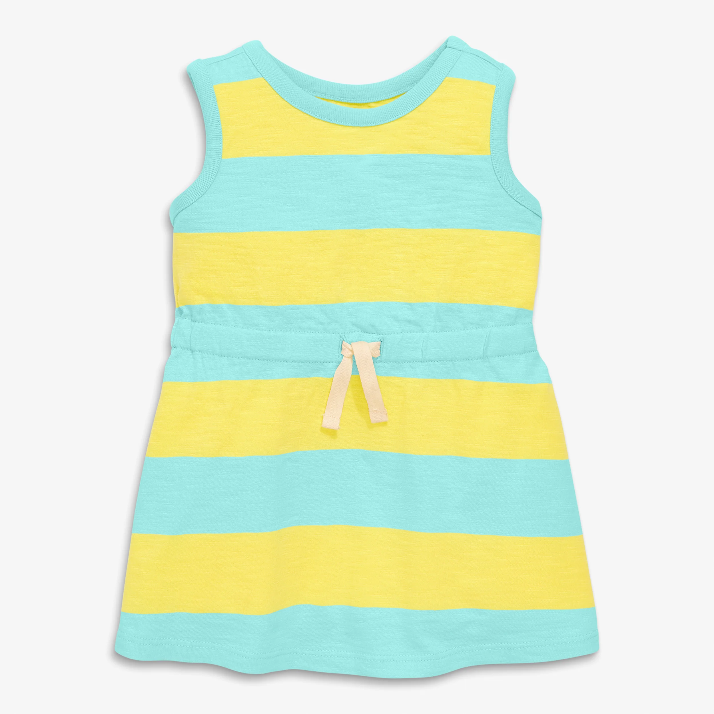 Baby tank drawstring dress in rugby stripe