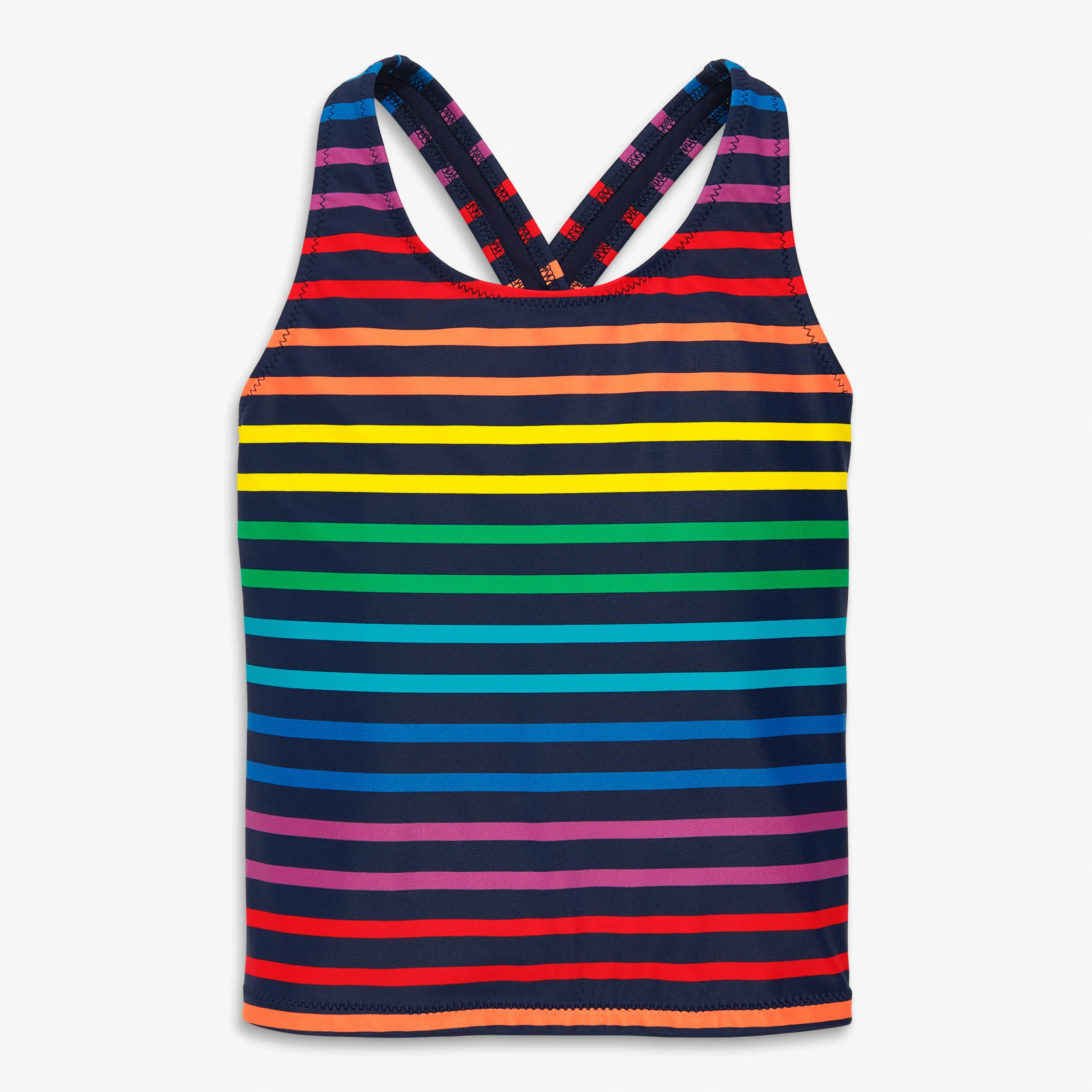 Kids swim top in double rainbow stripe