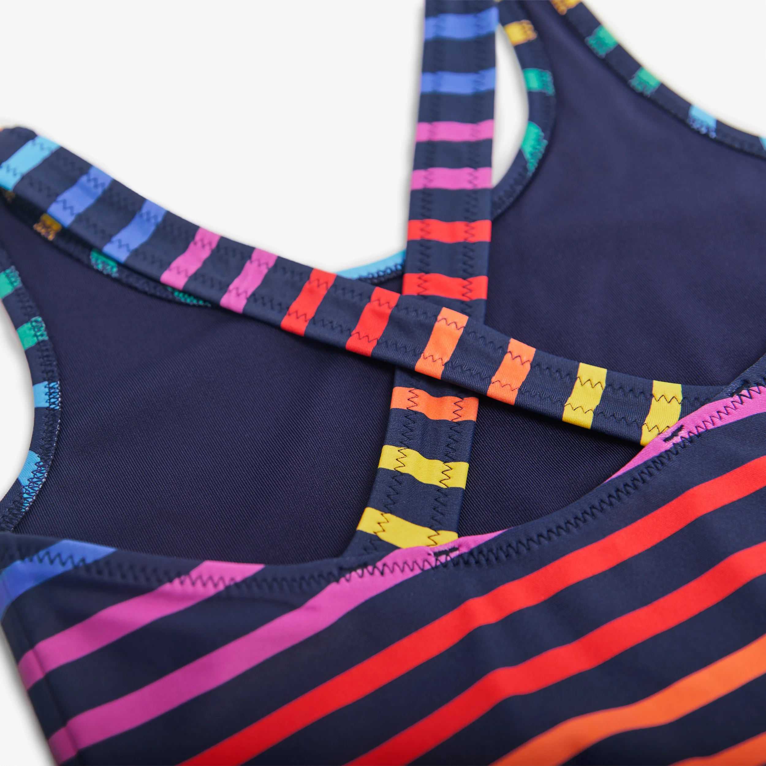 Kids swim top in double rainbow stripe