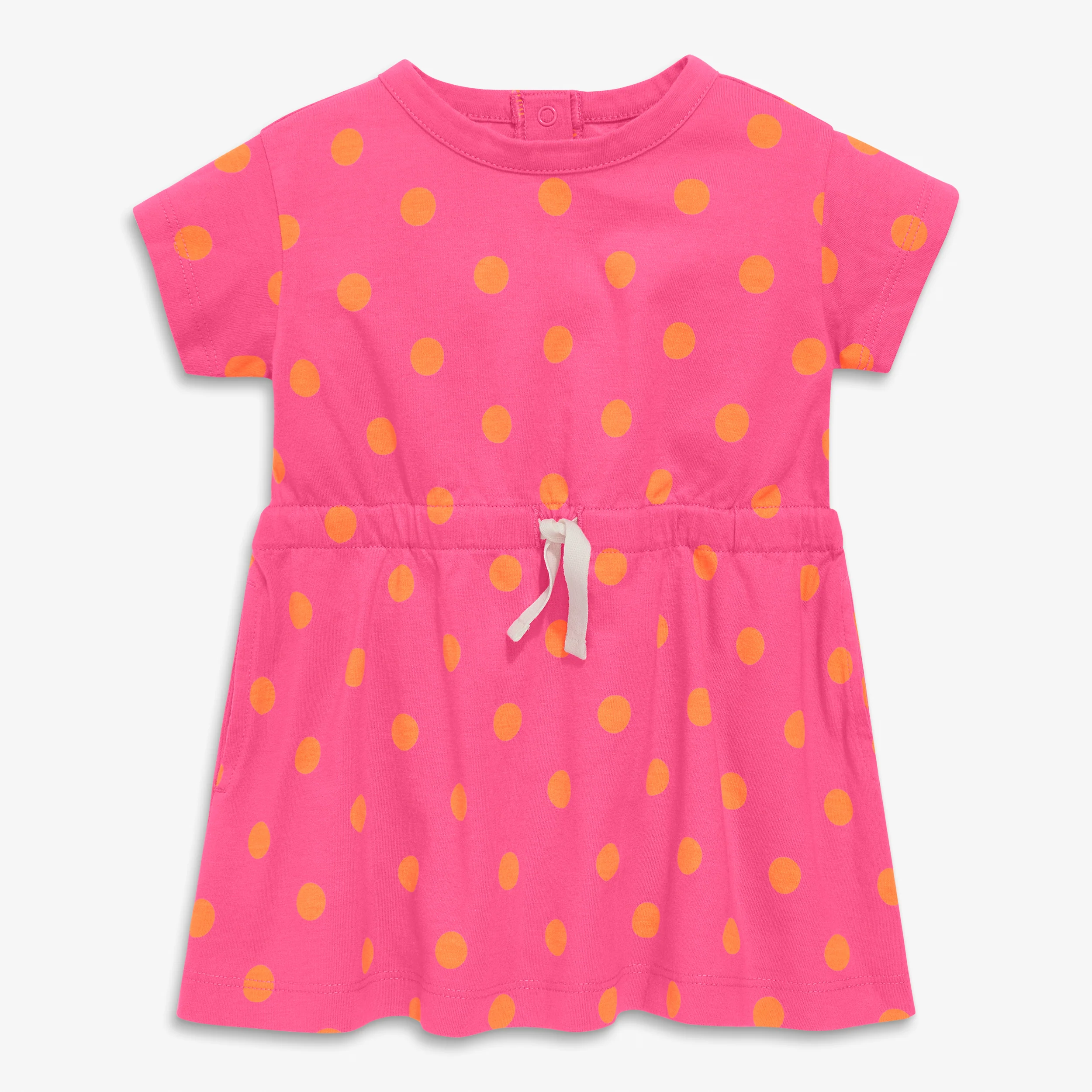 Baby drawstring dress in dot