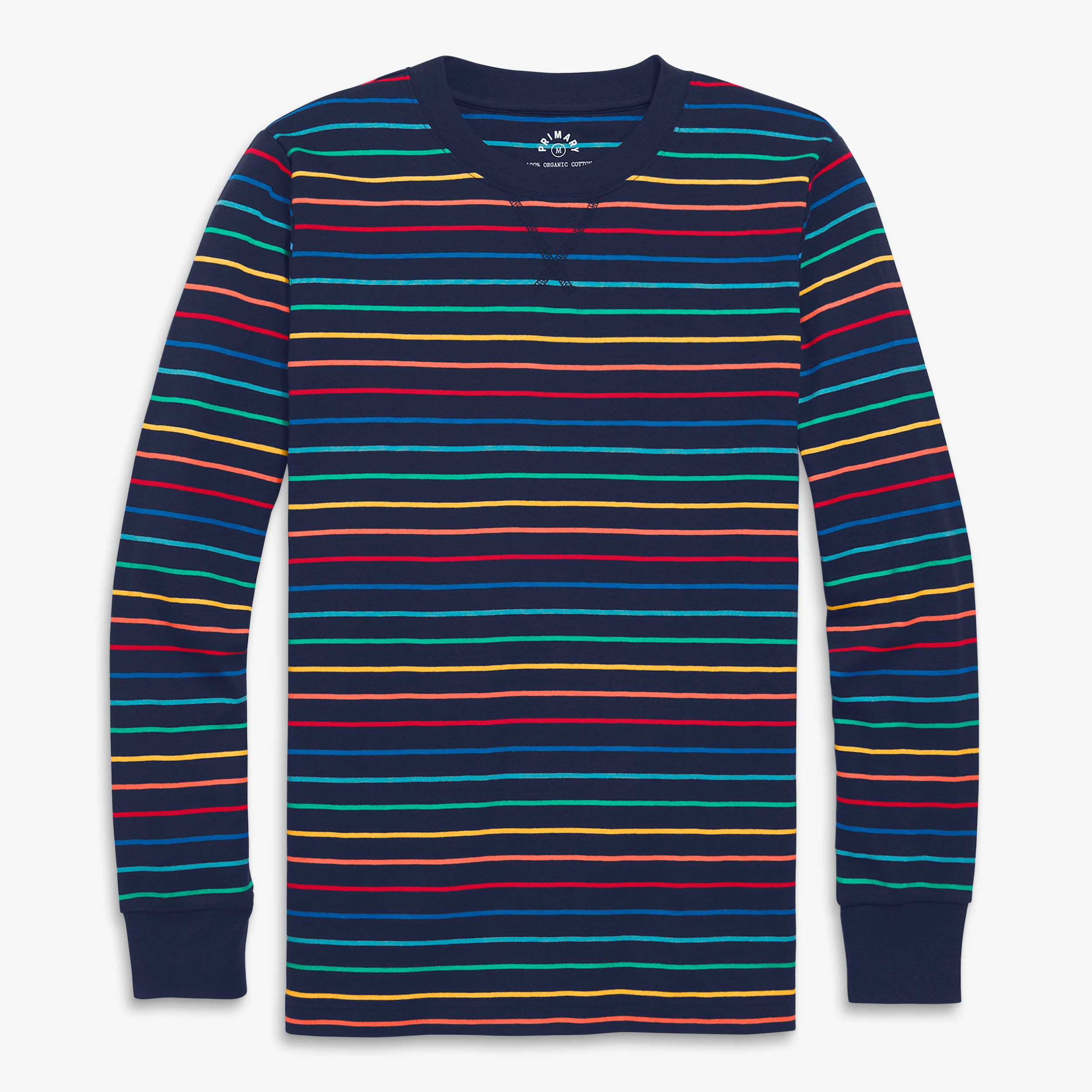 Adult organic pj top in festive rainbow stripeÂ  (unisex fit)