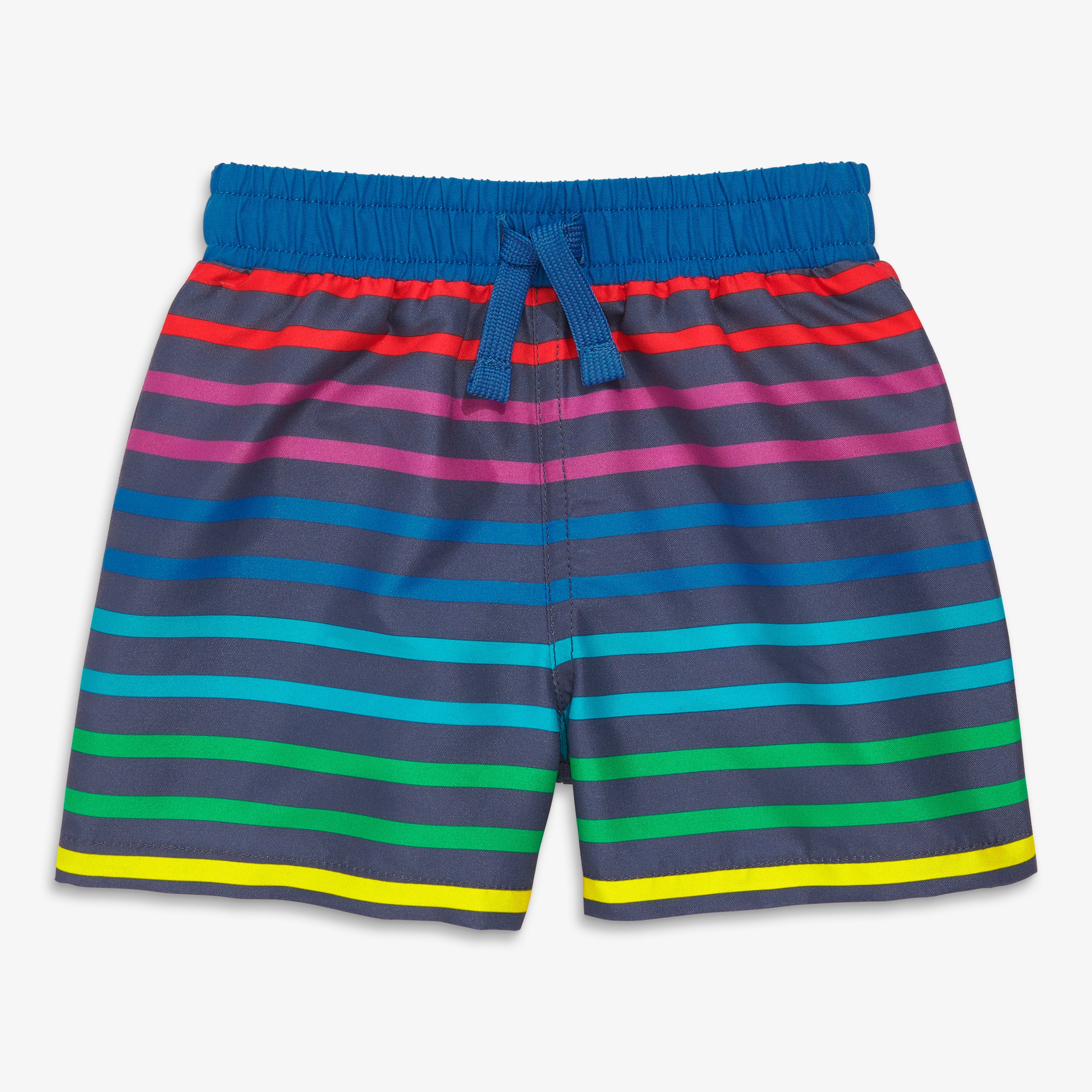 Baby swim trunk in navy rainbow stripe