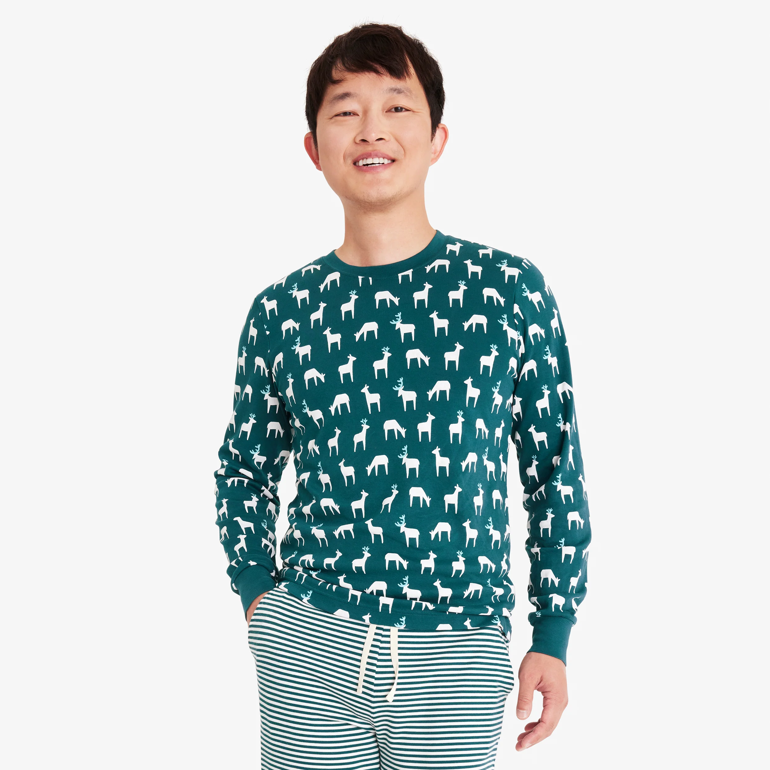 Adult organic long sleeve pj top in forest friends (unisex fit)