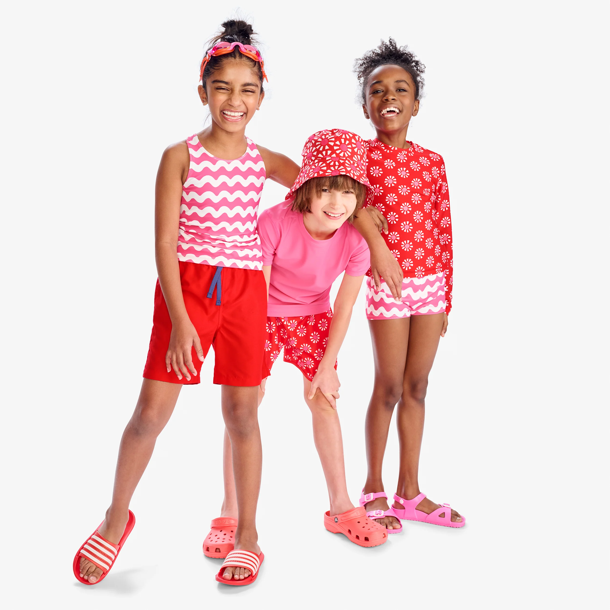 Kids swim tank in waves
