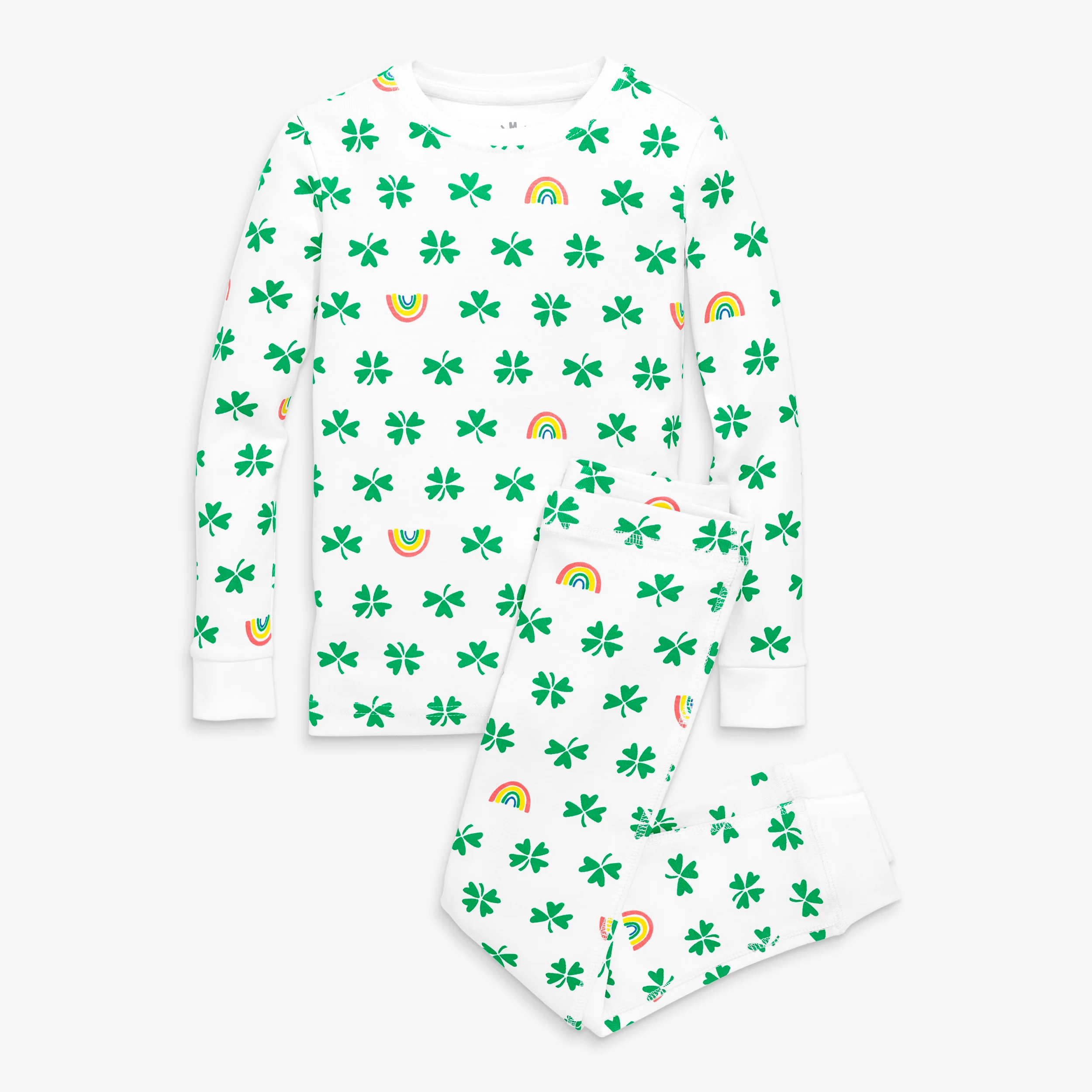 Kids organic pj set in lucky clovers