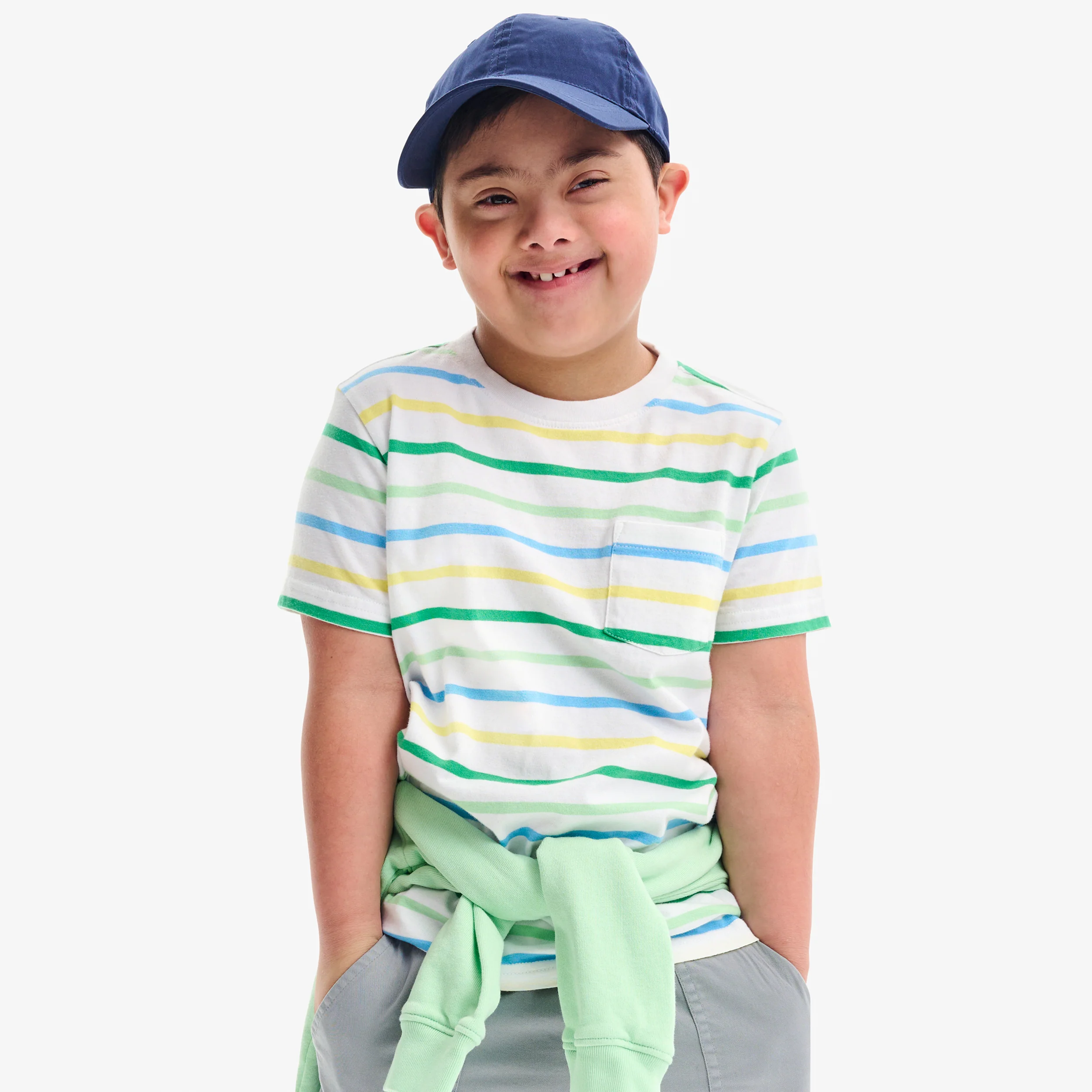 Kids multi-stripe pocket tee
