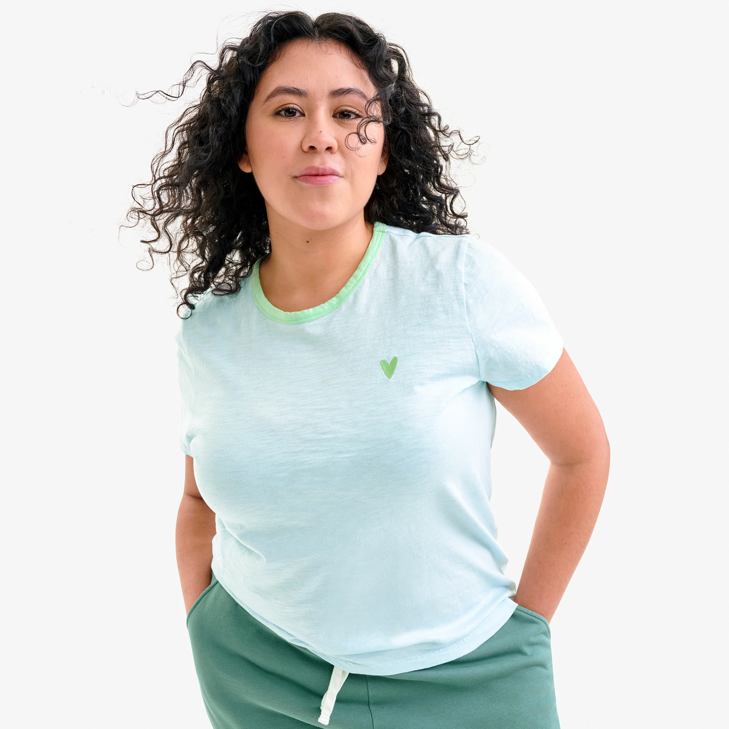 Adult embroidered classic slub crewneck tee (women's fit)