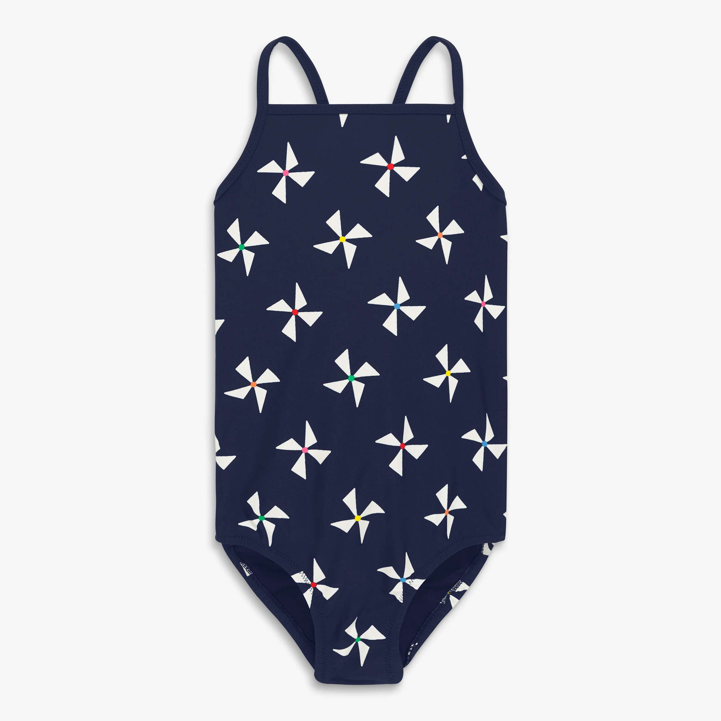 Kids swimsuit in rainbow pinwheels