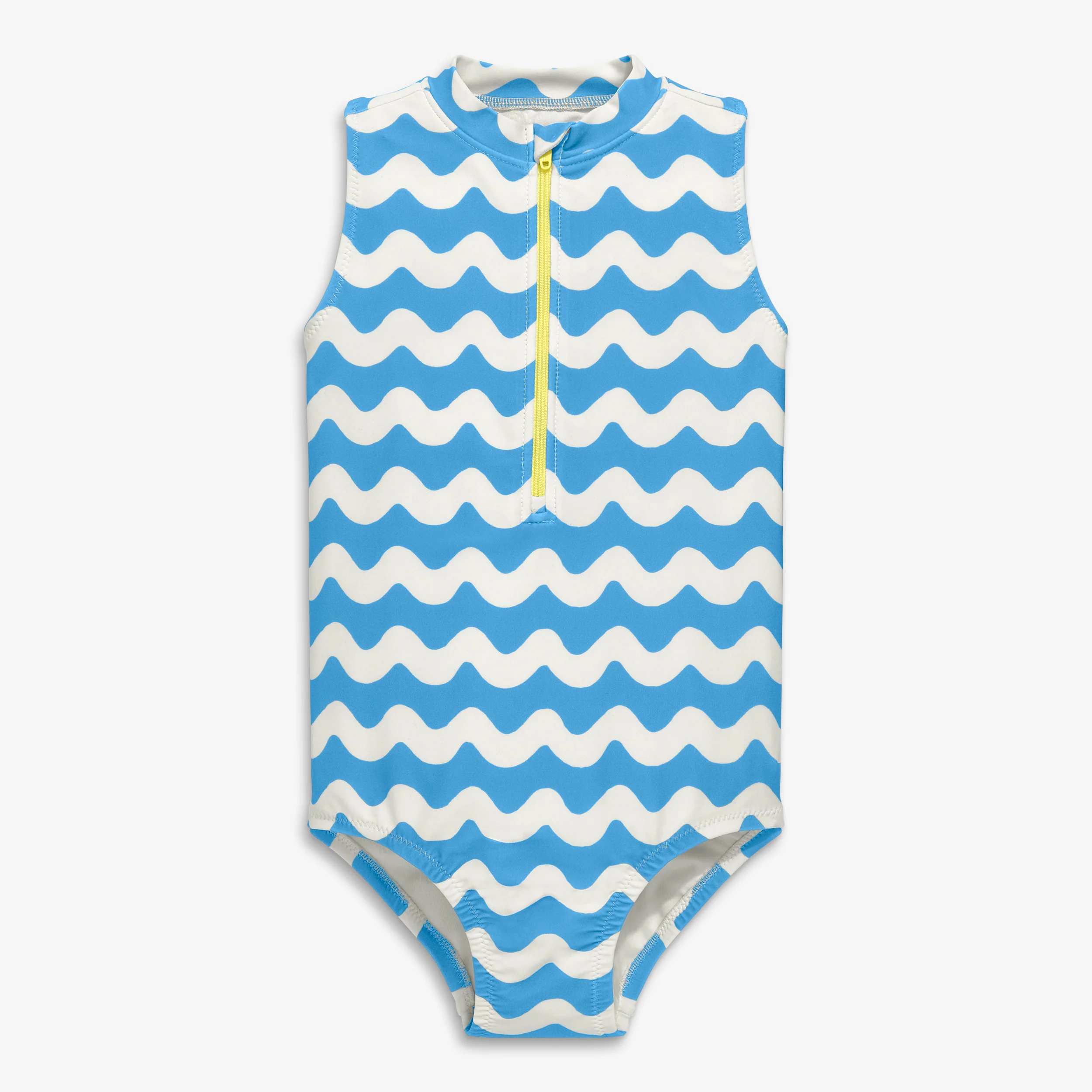 Kids half-zip swimsuit in waves
