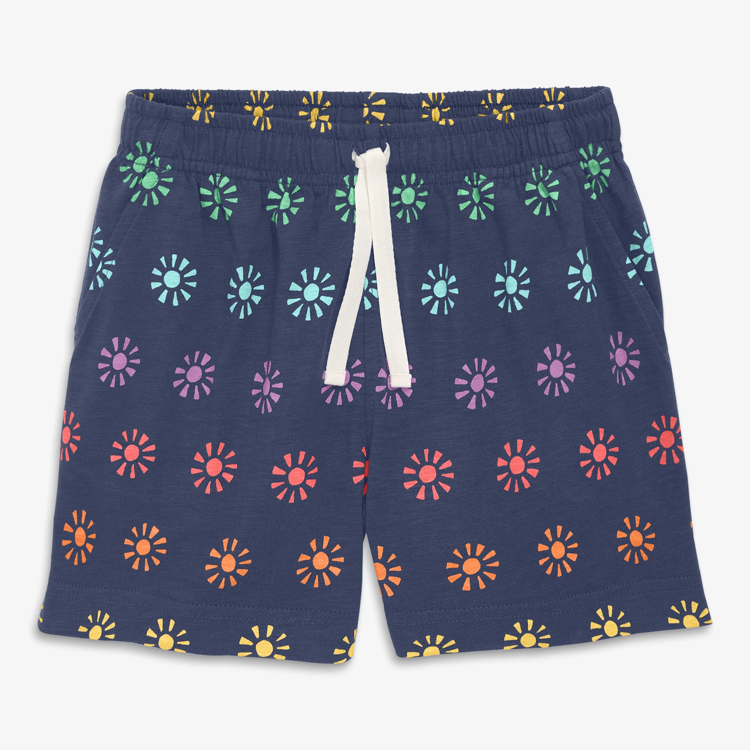 Kids park short in rainbow cutout suns