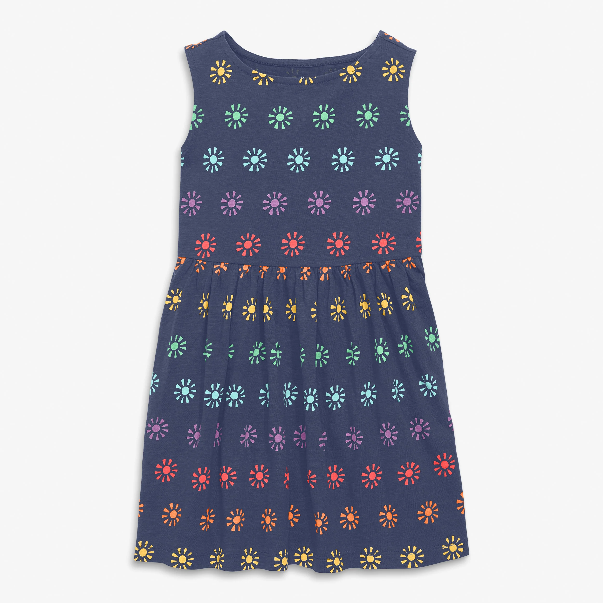 Kids recess dress in rainbow cutout suns