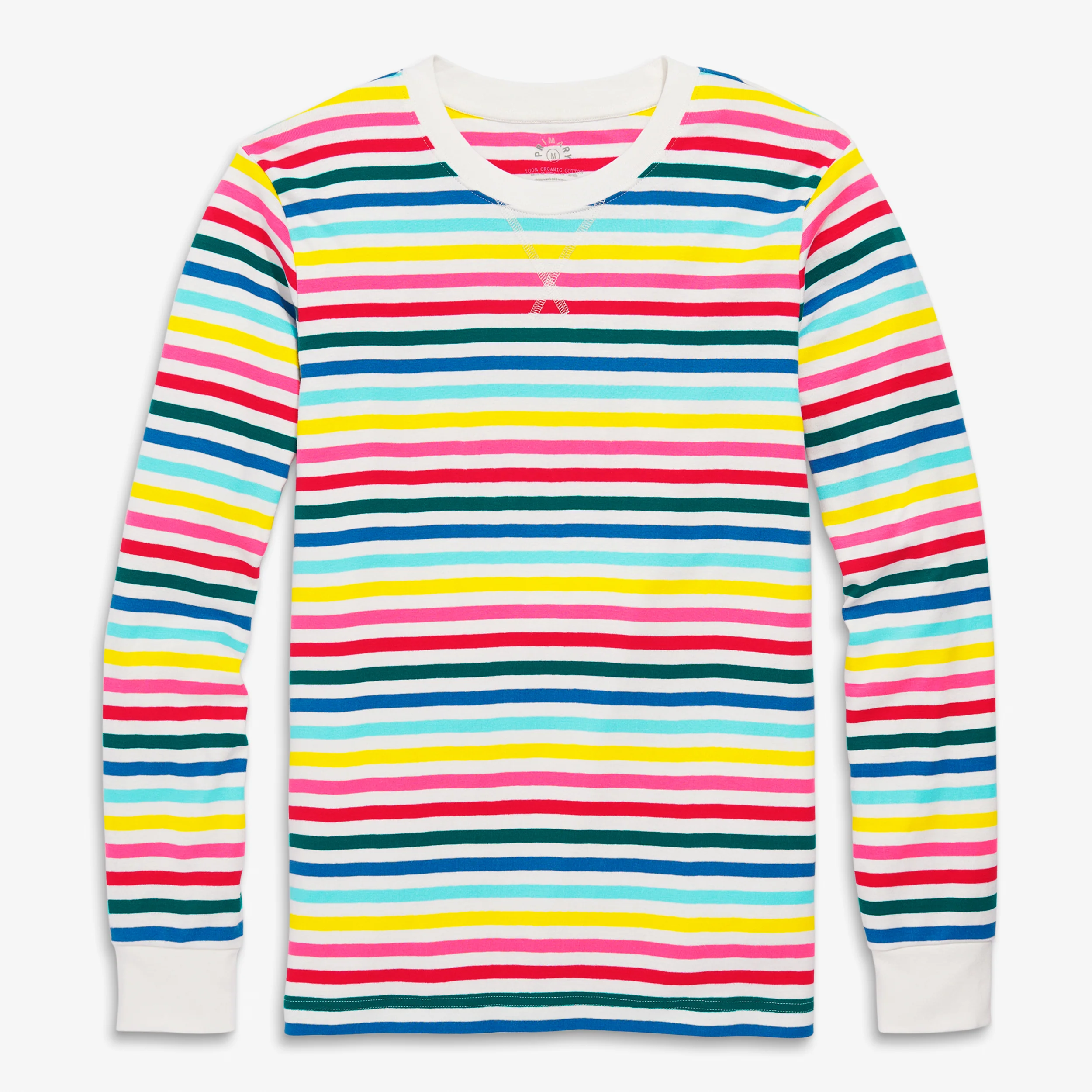 Adult organic pj top in wonderland stripe (unisex fit)