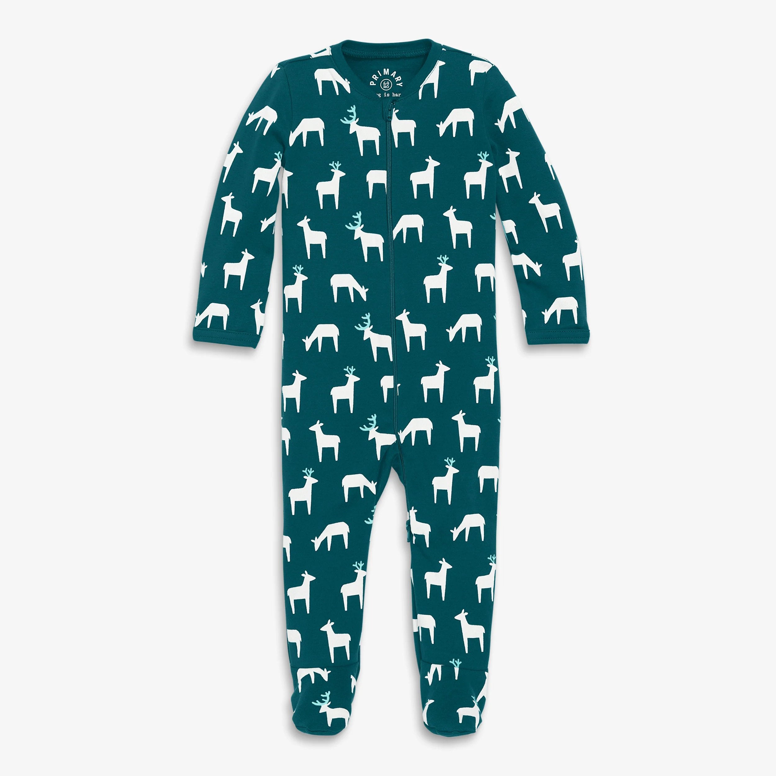 Baby organic zip footie in forest friends