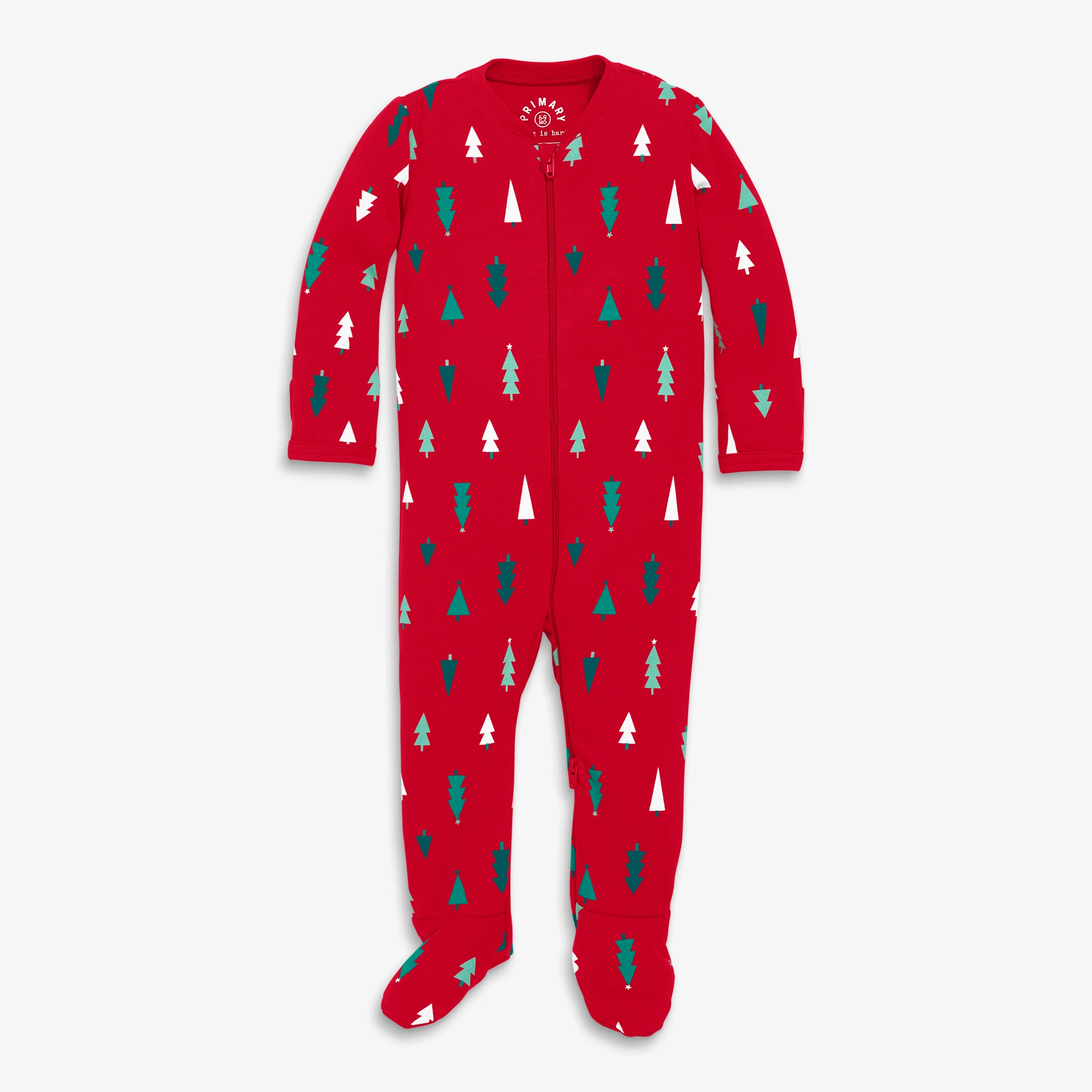 Baby organic zip footie in twinkly trees