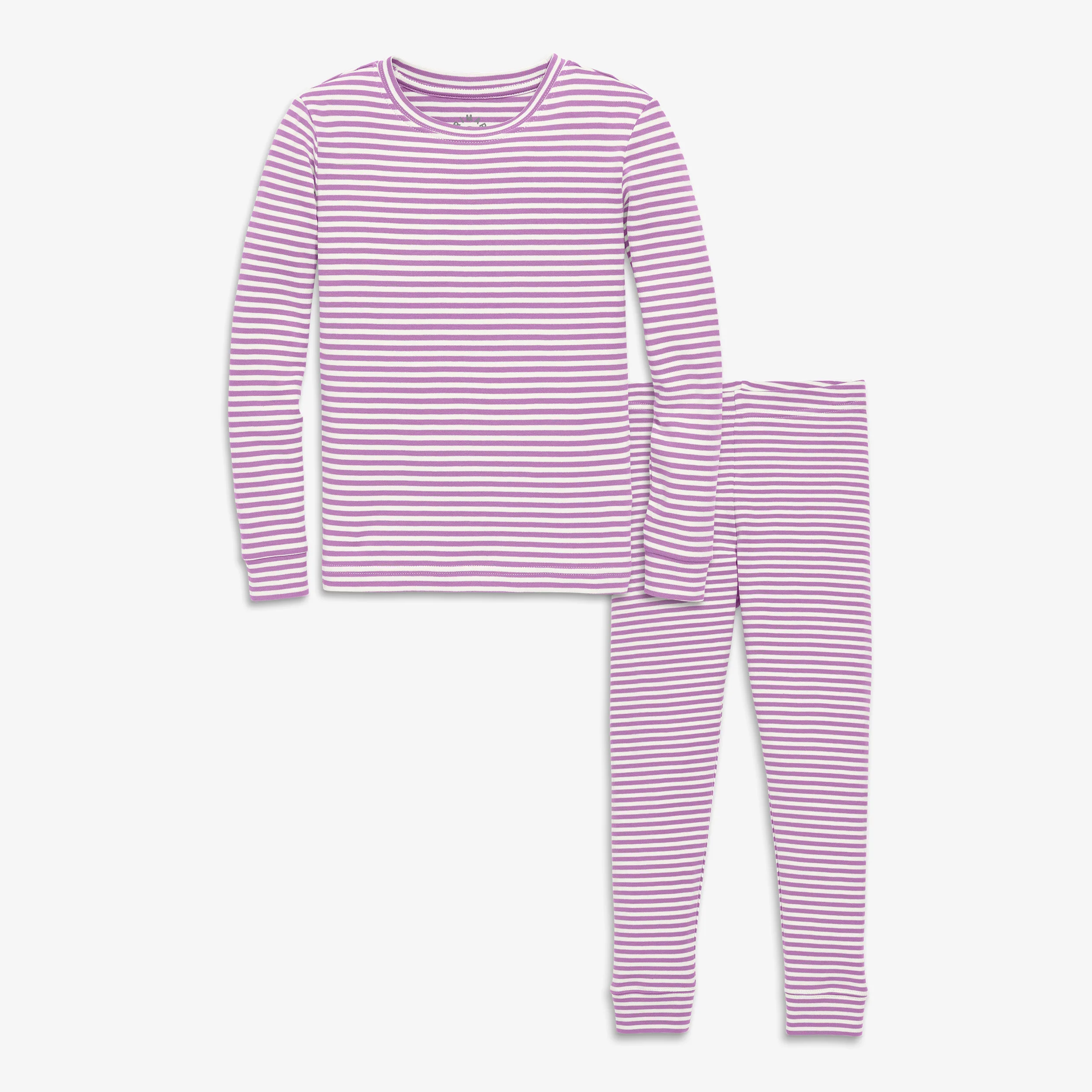 Kids organic long sleeve PJ set in stripe