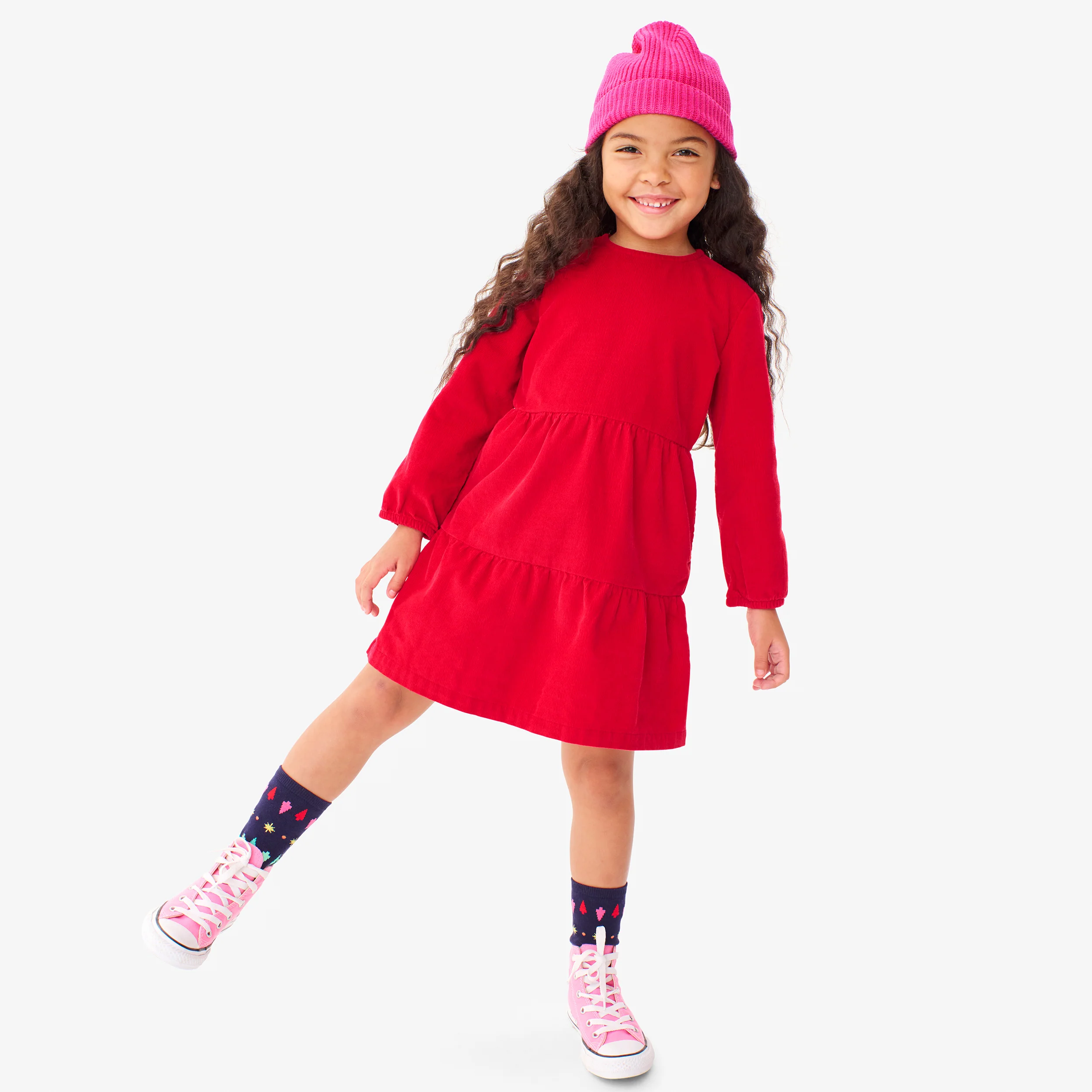 Kids tiered corduroy dress