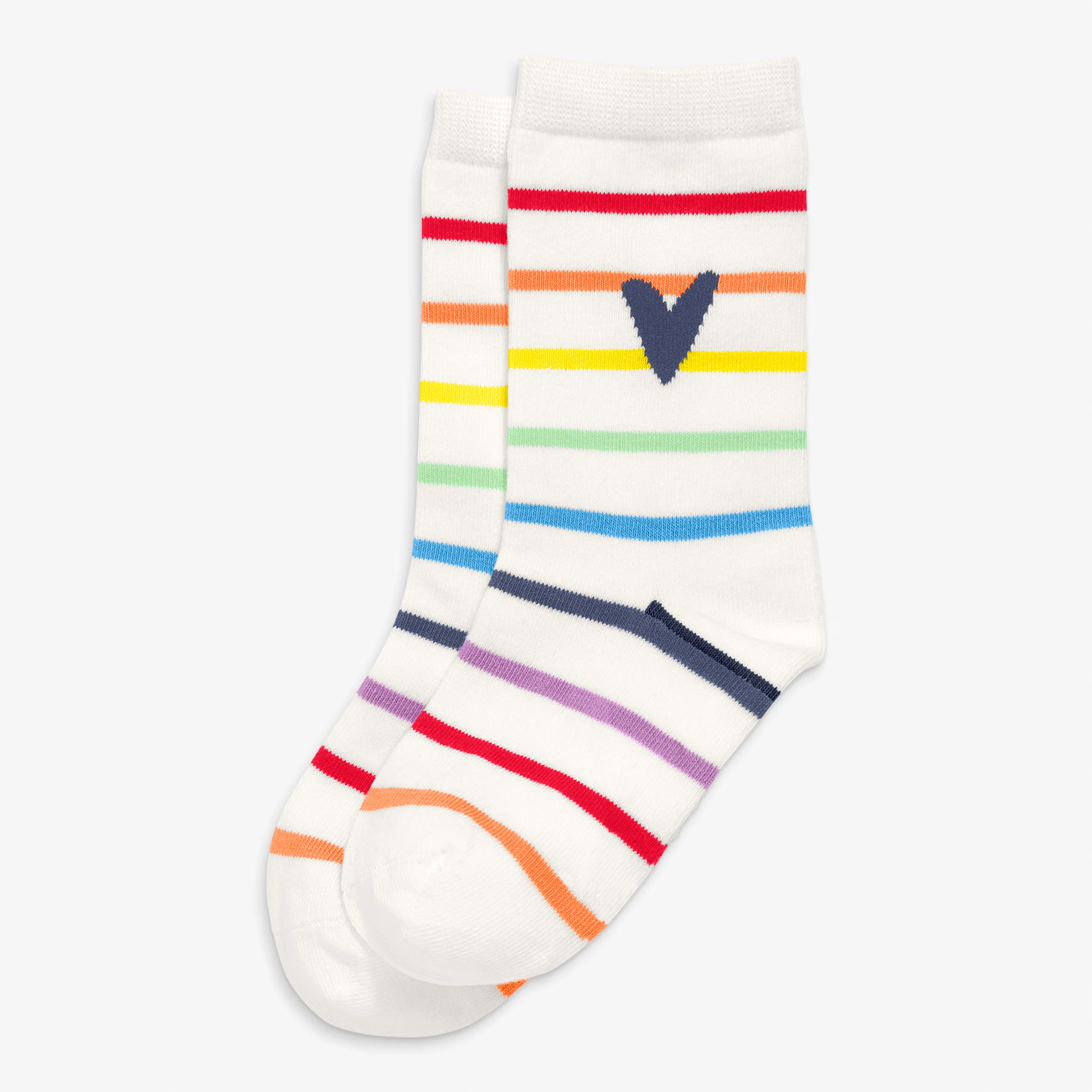Kids crew socks in rainbow stripe heart