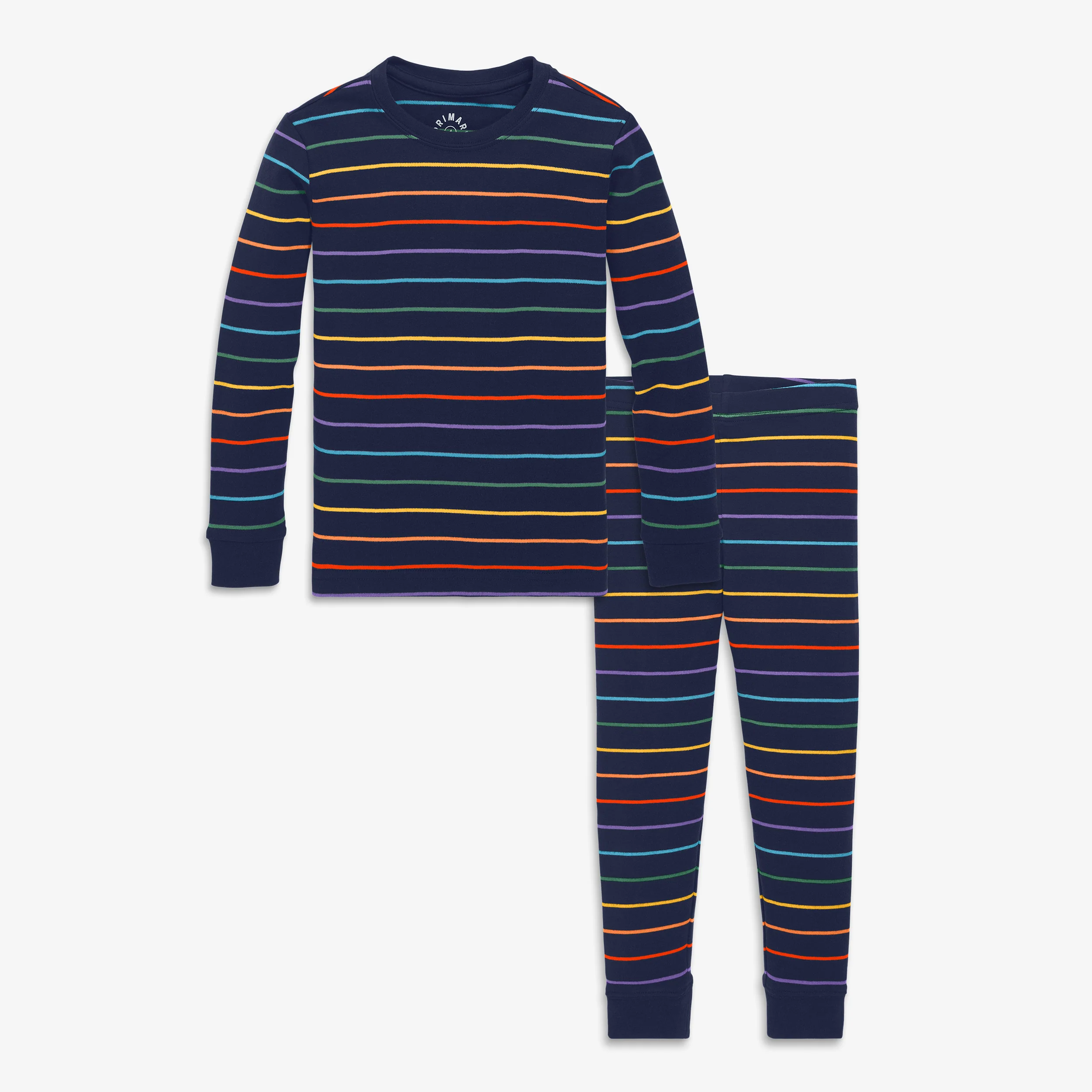 Kids organic long sleeve pj set in rainbow stripe 1 18393-kids-organic-long-sleeve-pj-set-in-rainbow-stripe-1.webp