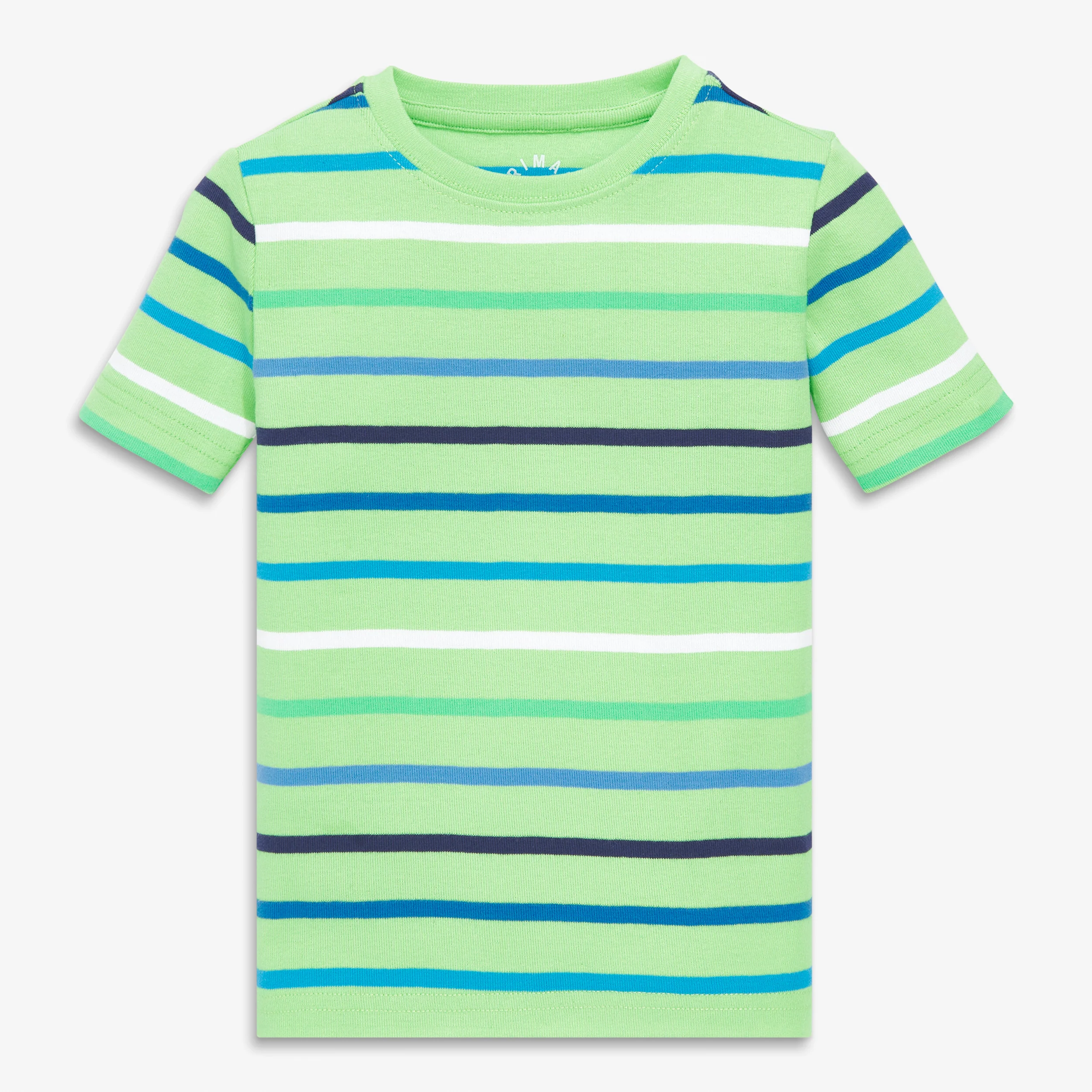 Kids organic short sleeve pj top in cool breeze stripe