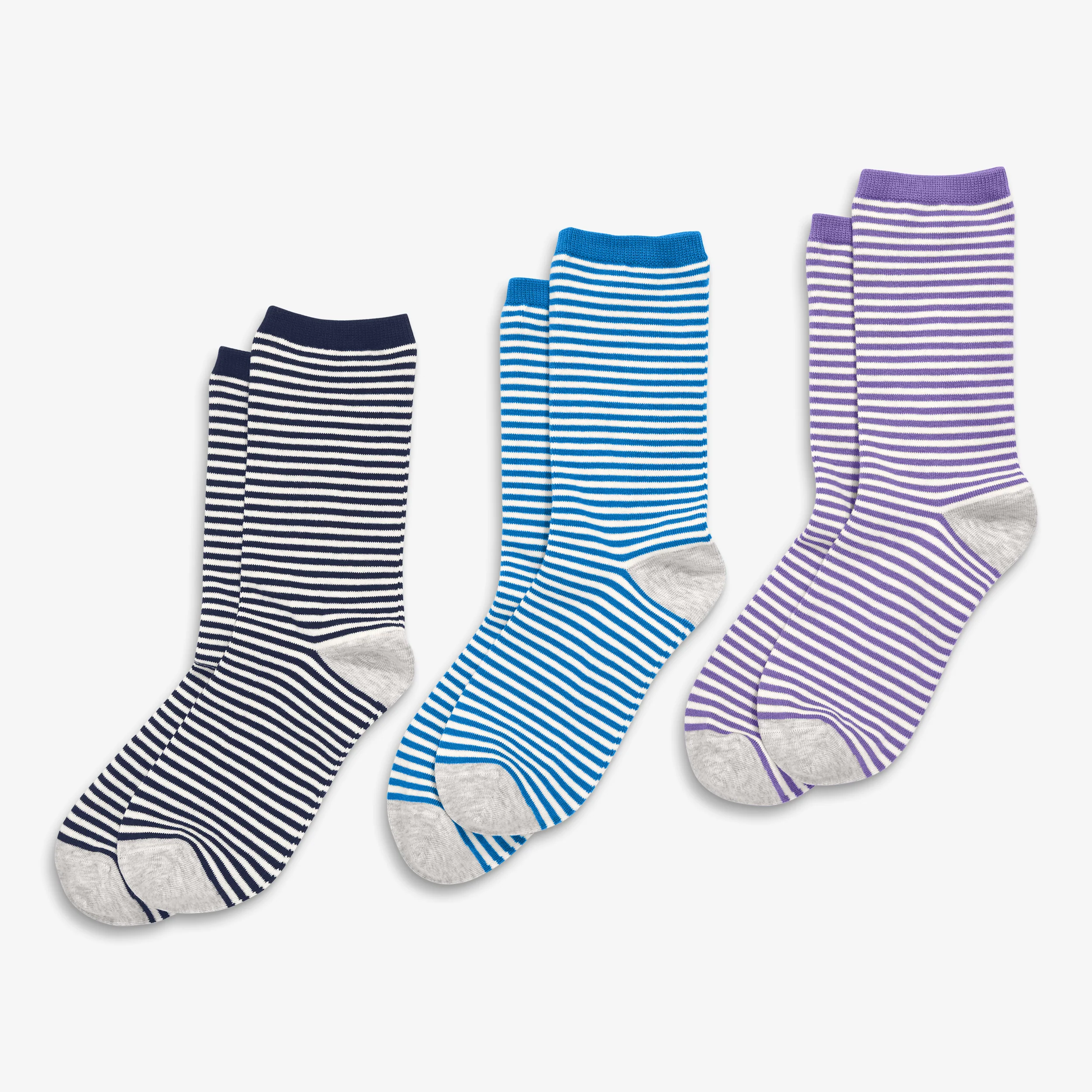 Adult crew sock 3-pack in stripe (unisex fit)