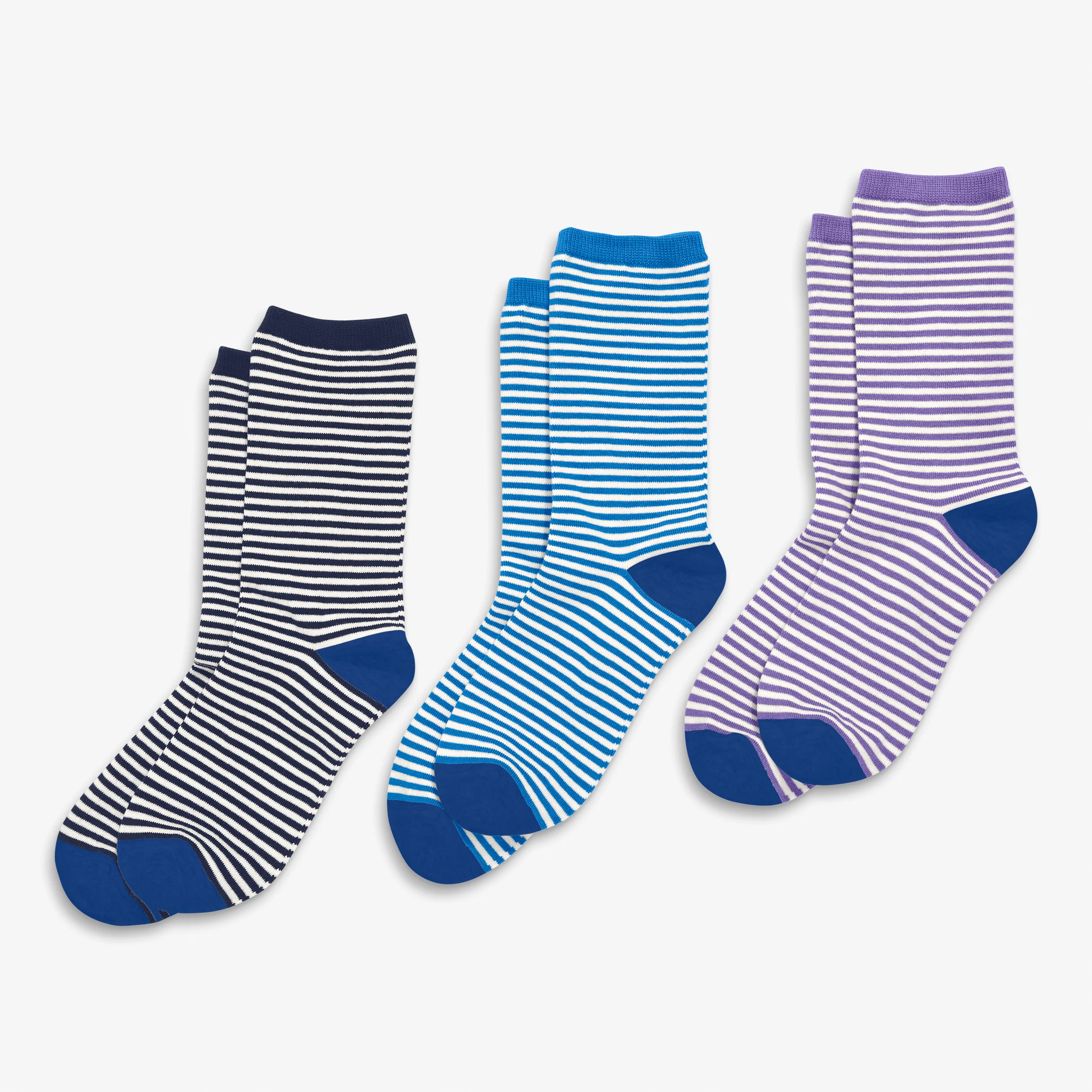 Adult crew sock 3-pack in stripe (unisex fit)