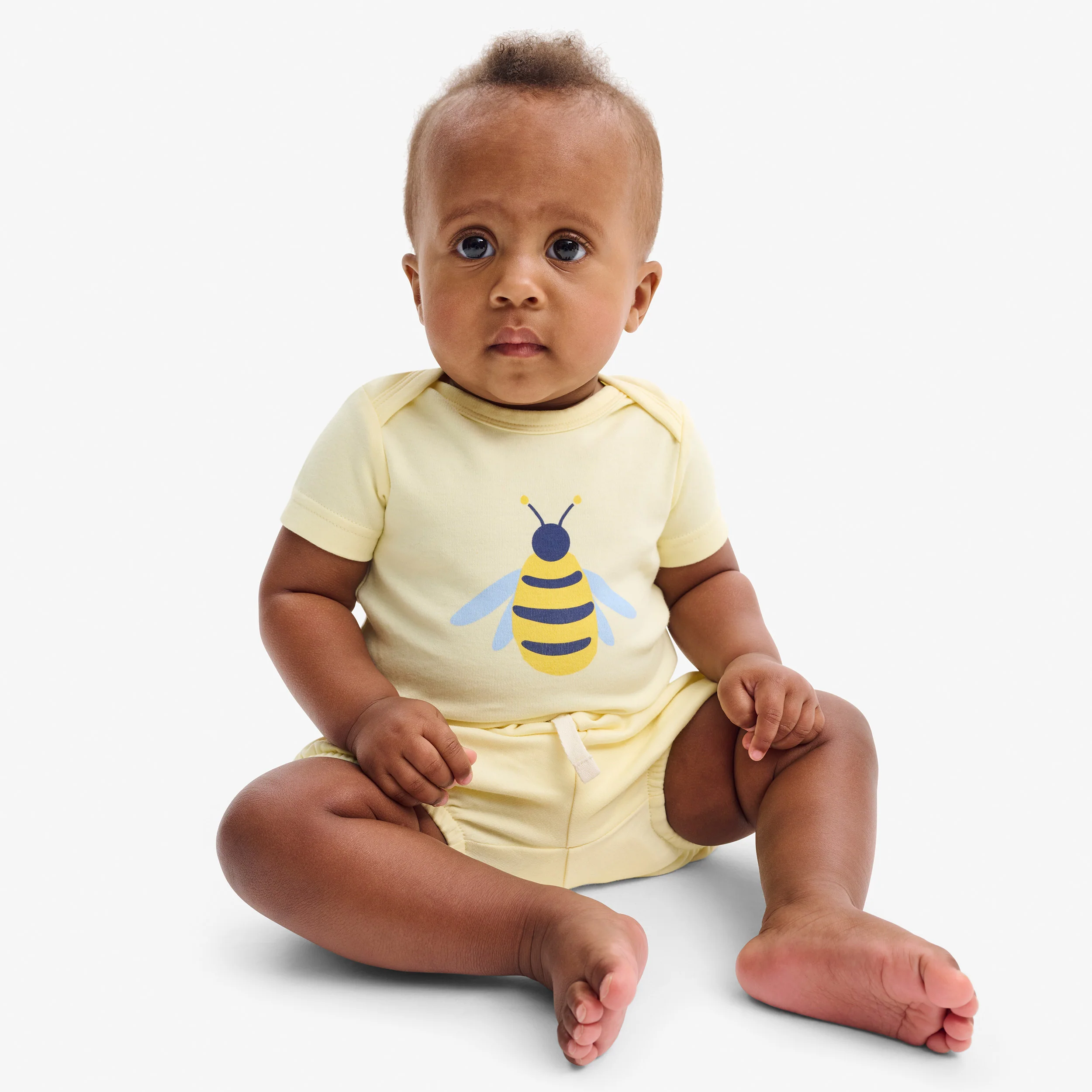 Organic short sleeve bumblebee babysuit