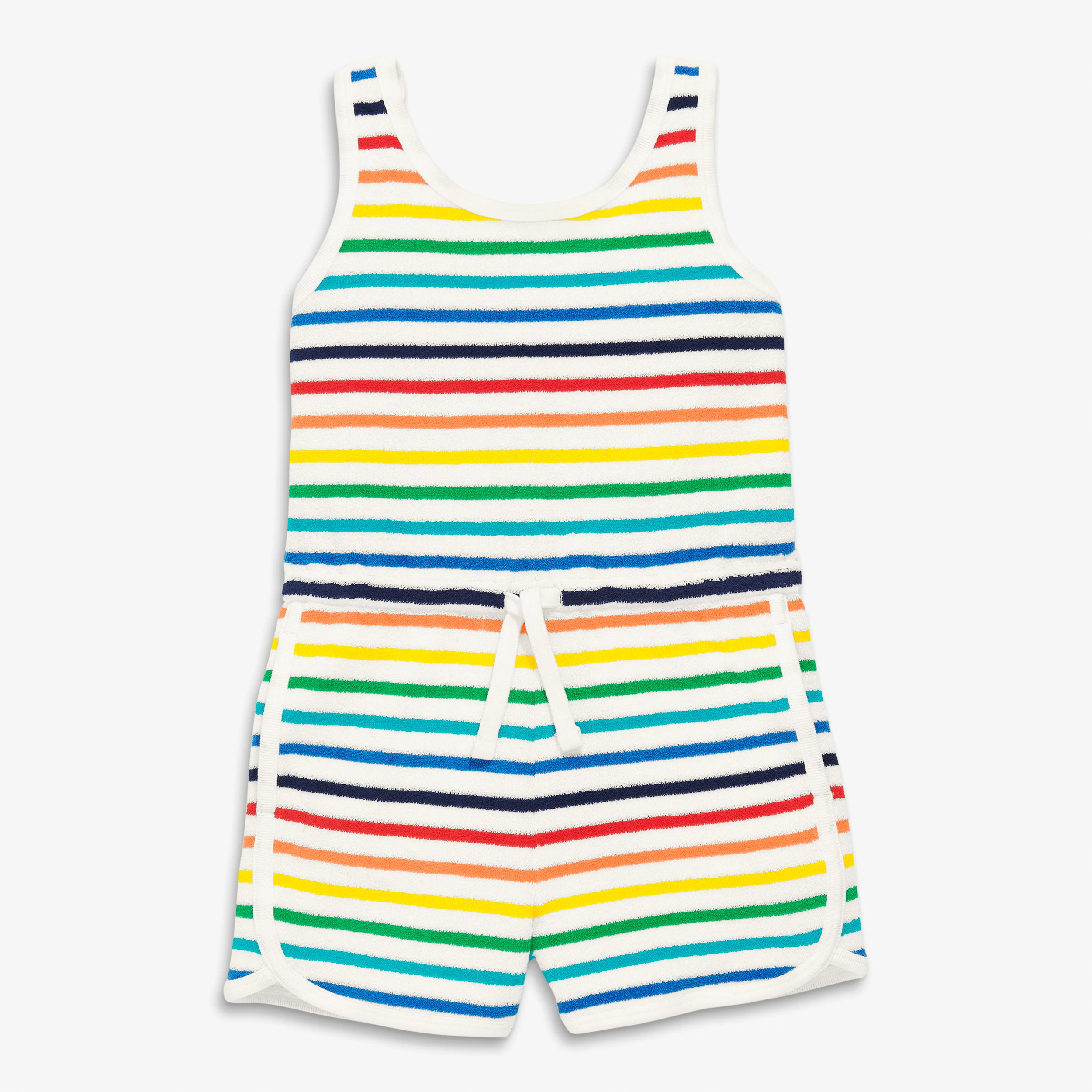 Kids towel terry romper in rainbow stripe