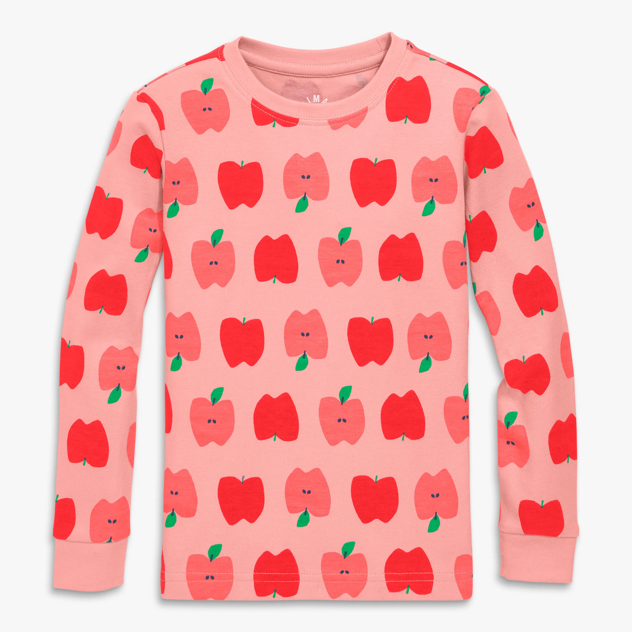Kids organic long sleeve pj top in apple orchard